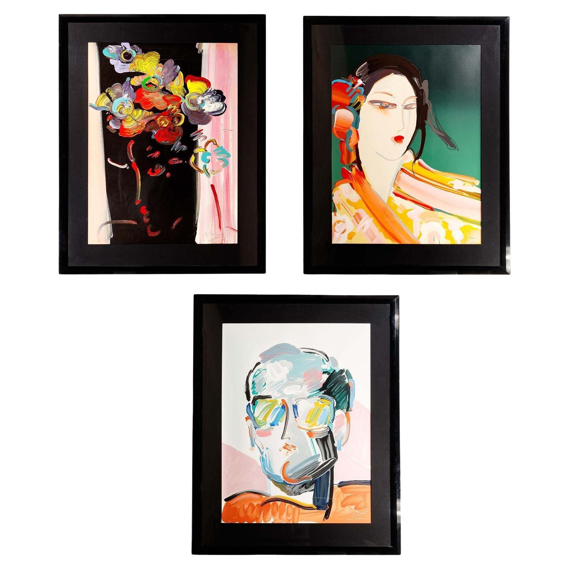 Collezione di serigrafie firmate da Peter Max - Incorniciate con COA (set di 3) in vendita