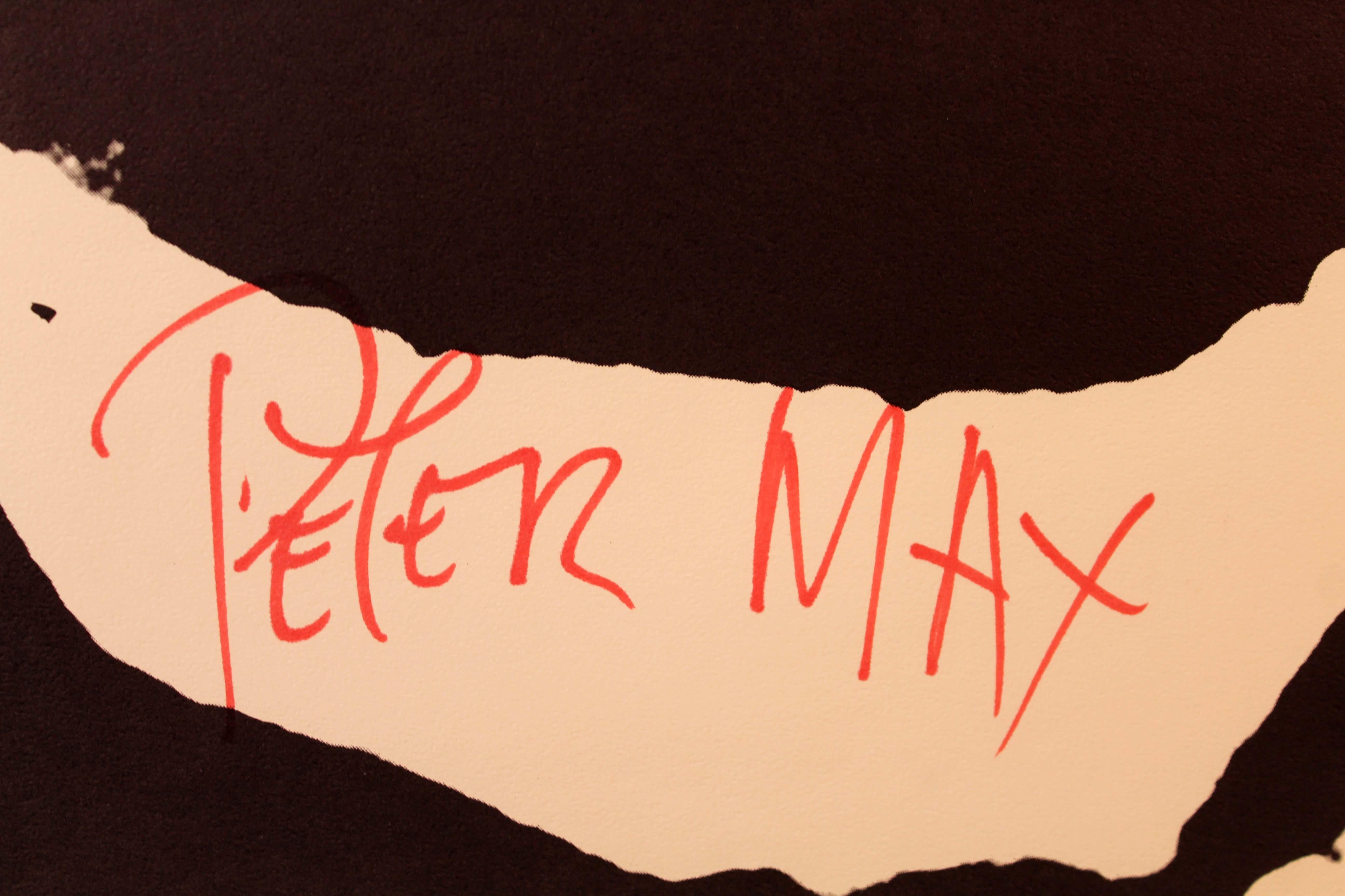 Signierte Pop-Art-Retro-Vintage-Lithographie von Peter Max Toulouse Lautrec, 1967 im Angebot 1