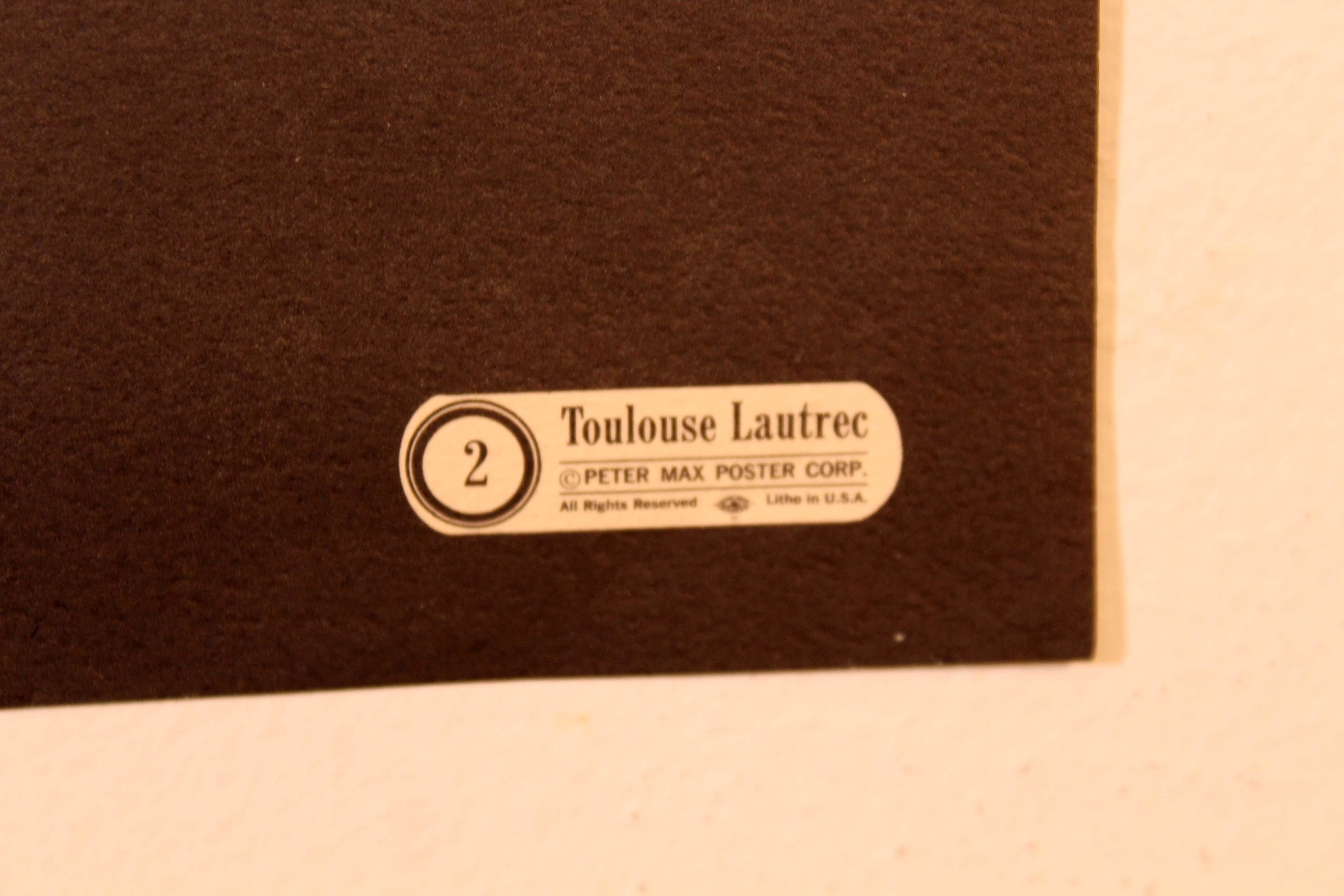 Affiche lithographie rétro Pop Art rétro signée Peter Max Toulouse Lautrec 2, 1967 en vente 2