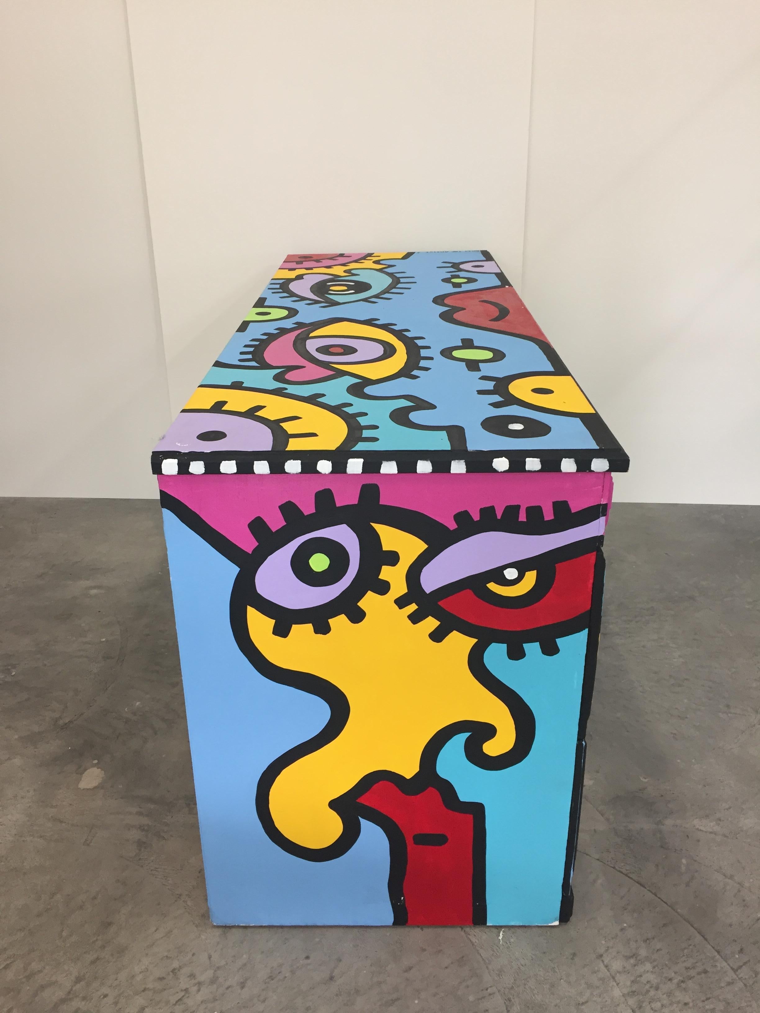 Peter Maxish One of a Kind Bold Painted Desk by Billy the Artist 2