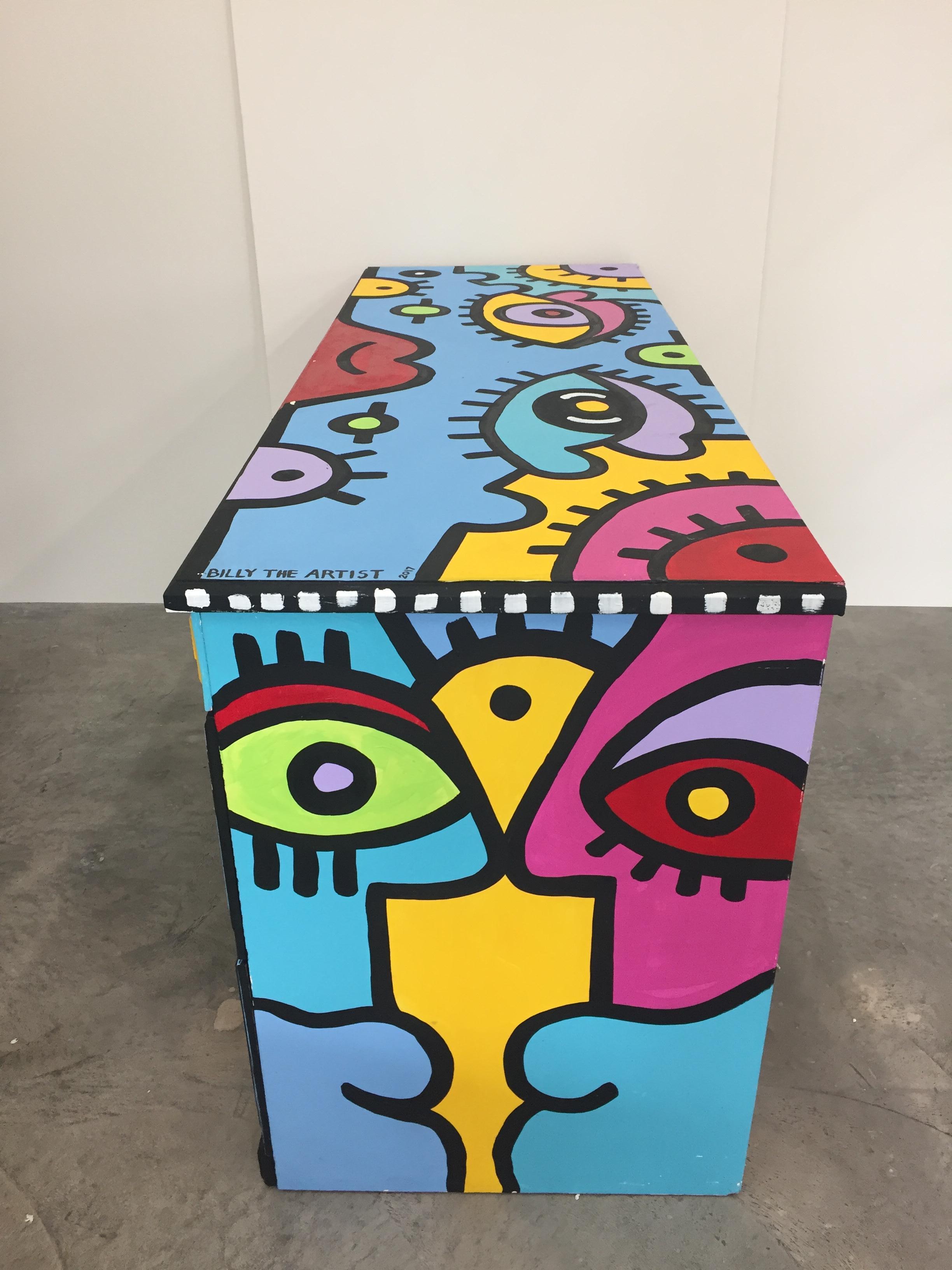 Peter Maxish One of a Kind Bold Painted Desk by Billy the Artist 4