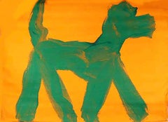 Dog (Green on Orange), Pop Art Graffiti Painting