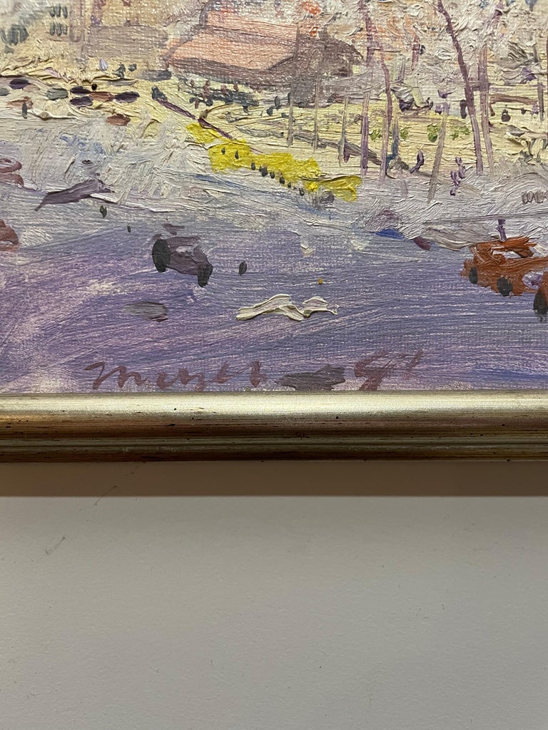 Peter Mayer Impressionist Plein Aire Painting New York City Street Scene Verdi Sqaure For Sale At 1stdibs