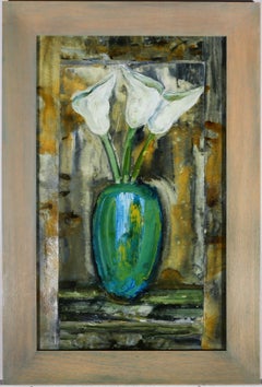 Peter McCarthy - Framed Contemporary Mixed Media, Arum Lilies