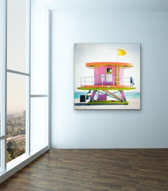 "10th St. Miami Lifeguard Stand - Rr View, " Contemporary Photograph - 25 x 25