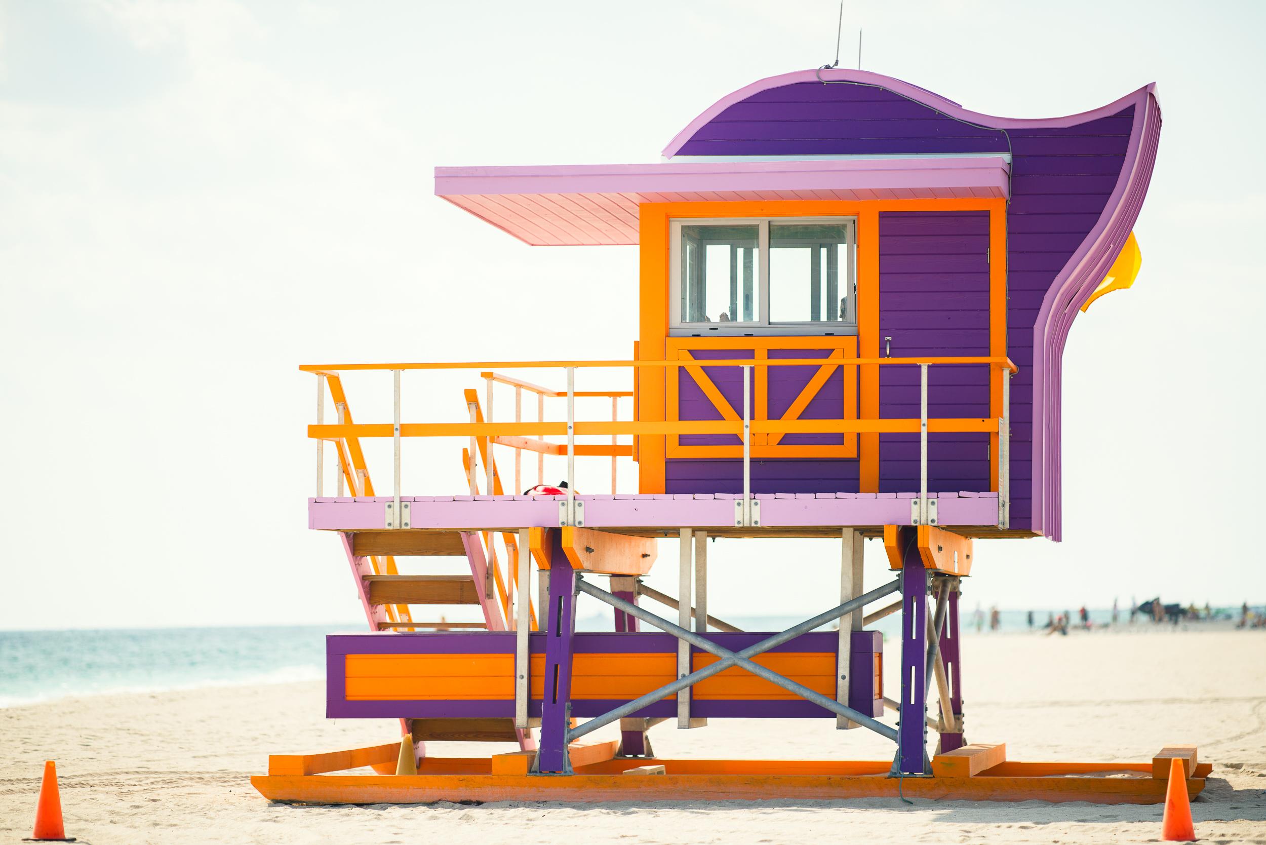 "12th St. Miami Lifeguard Stand - Side," Contemporary Photograph, 30" x 45"