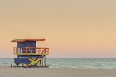 "35th St. Miami Lifeguard Stand at Sunset, " Contemporary Photograph, 40" x 60"