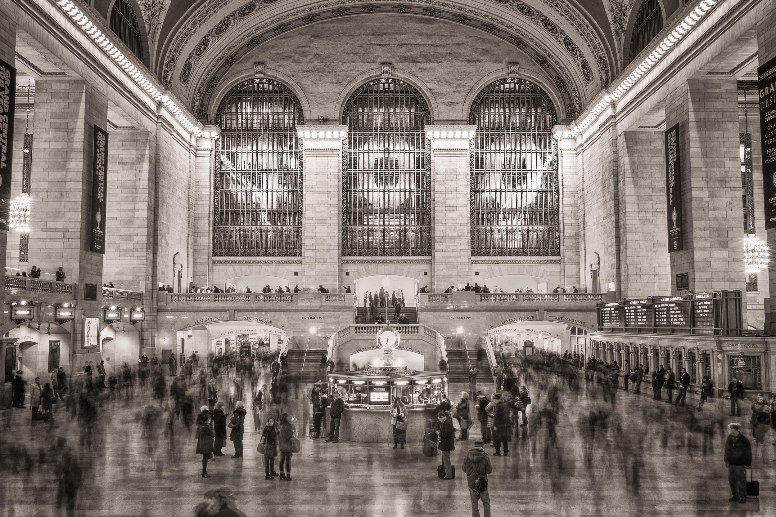 Peter Mendelson Black and White Photograph - "Grand Central at 100, " Contemporary Architectural Urban Photograph, 30" x 45"