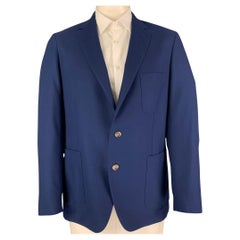 PETER MILLAR Size XL Blue Textured Wool Single Breasted Sport Coat