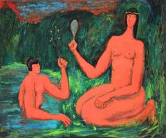 Courtship, American Modernist Painting by Female Artist, Figurative, 1940s