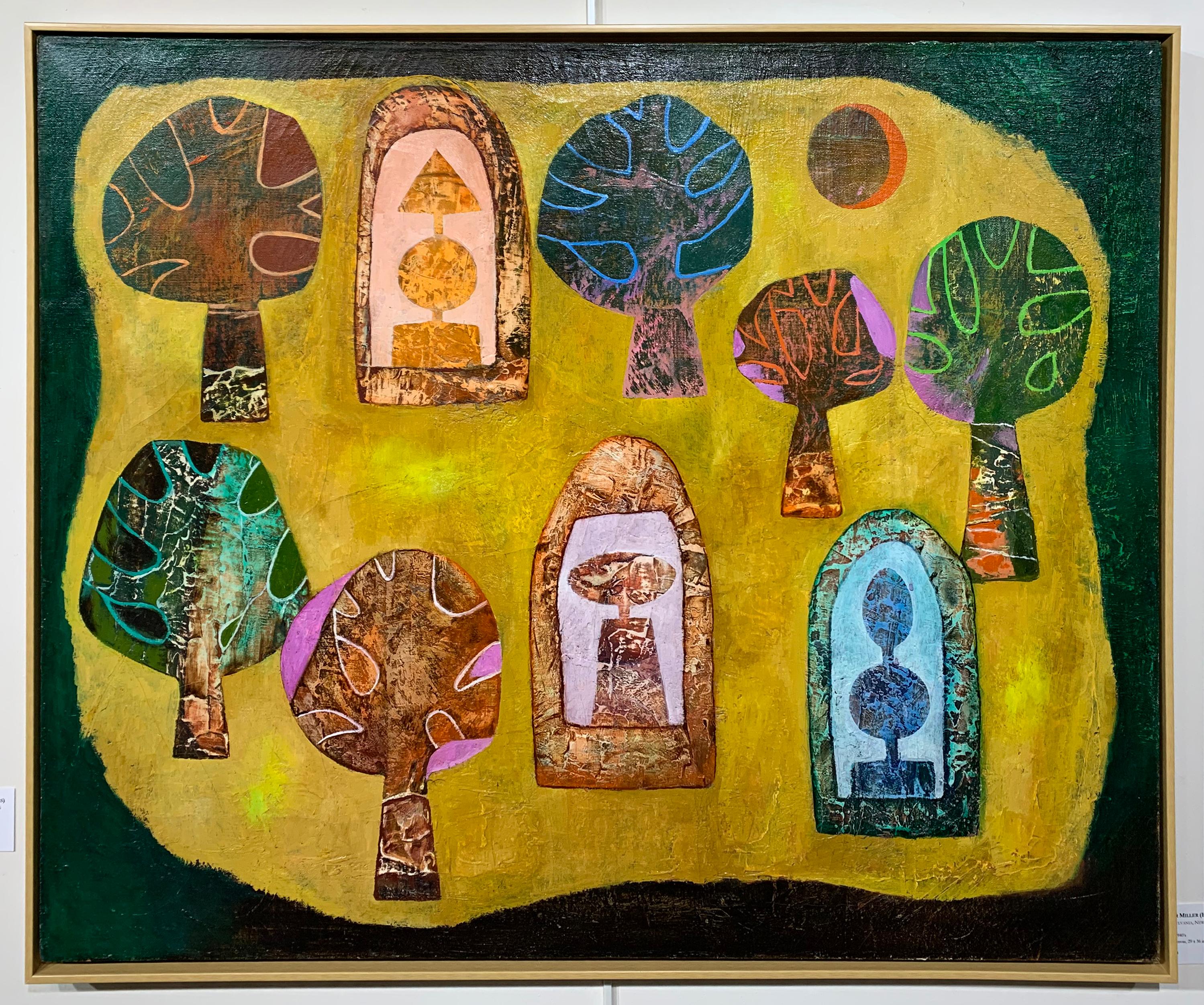 Foresta, dipinto di paesaggio astratto modernista americano di un'artista donna - Painting di Peter Miller
