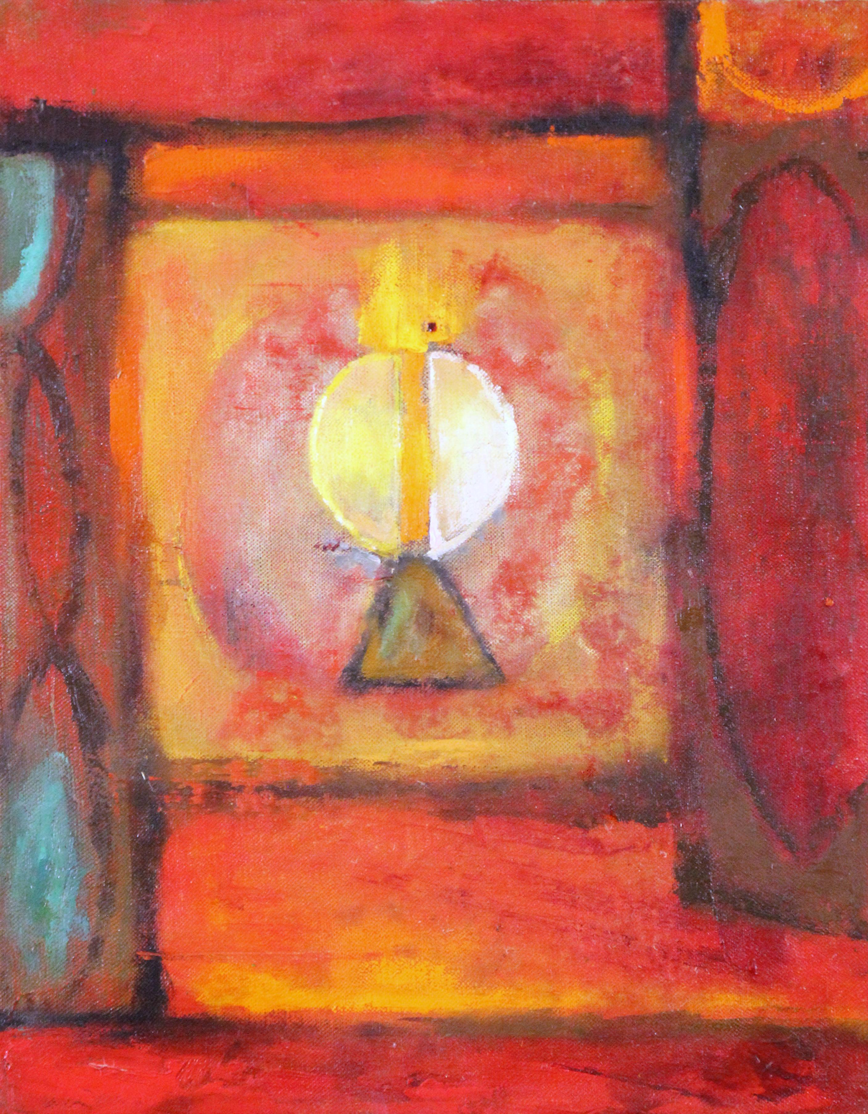 Abstract Painting di Peter Miller - Scena astratta "Into the Moon" dell'artista modernista e surrealista americana