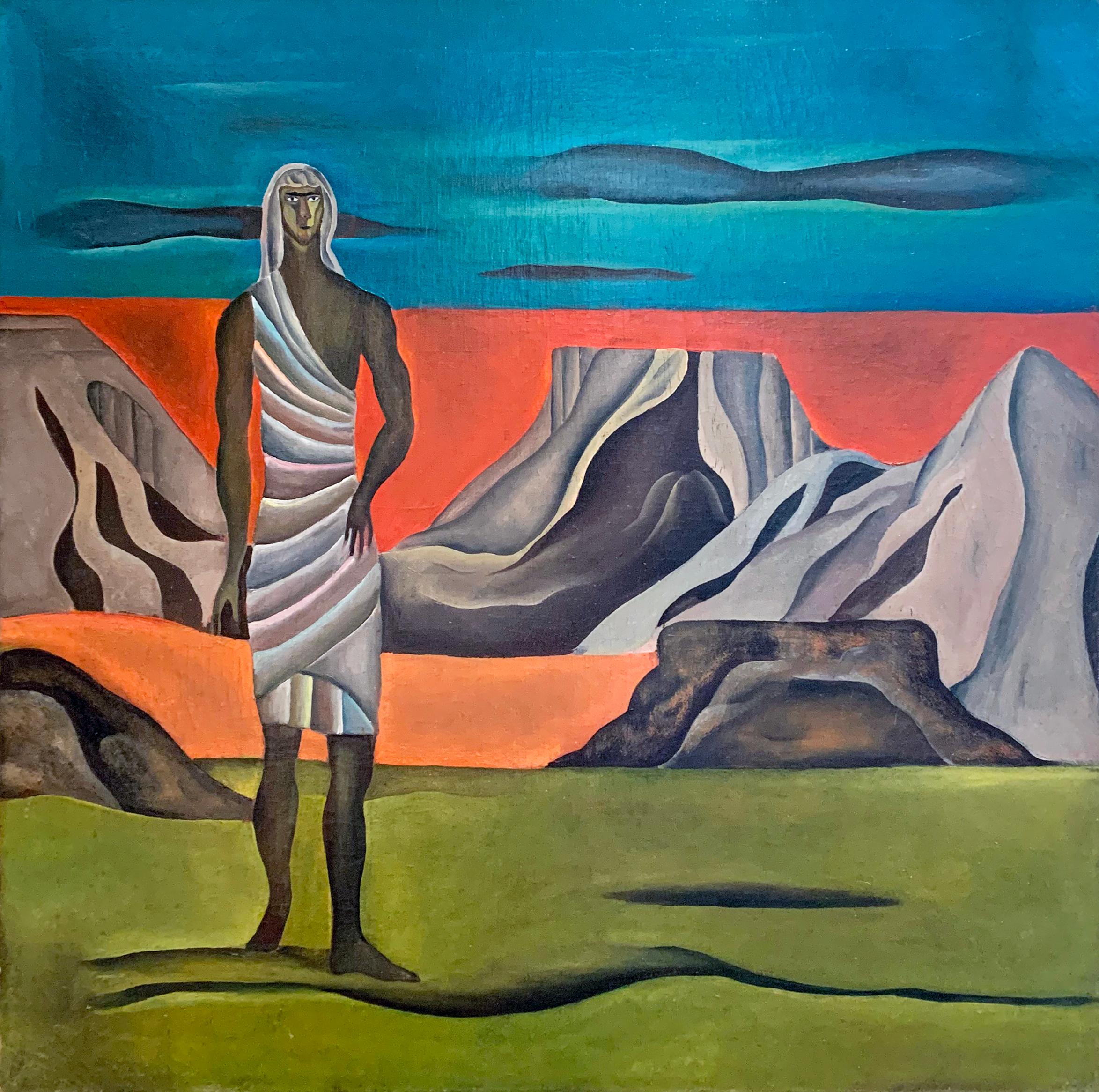 Los Alamos Mesa, American Modernist Figurative Southwestern Painting