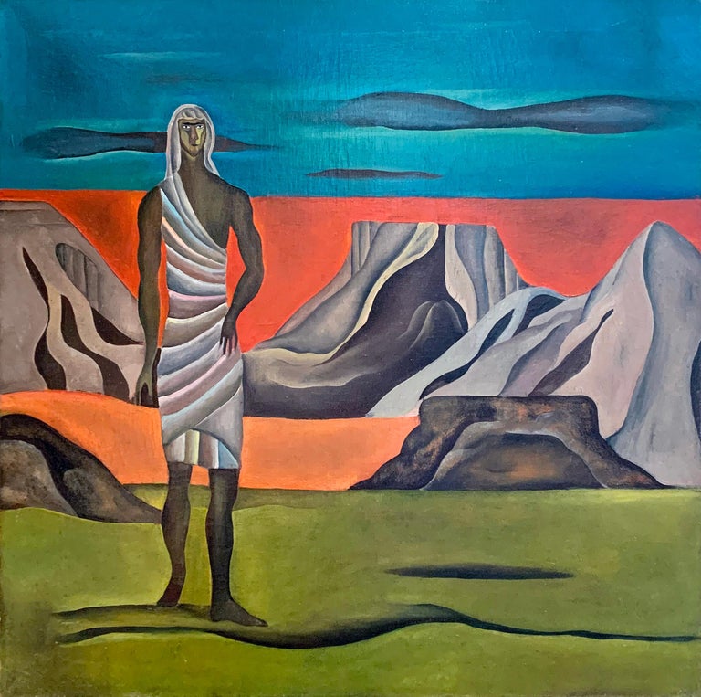 Peter Miller Landscape Painting - Los Alamos Mesa, American Modernist Figurative Southwestern Painting