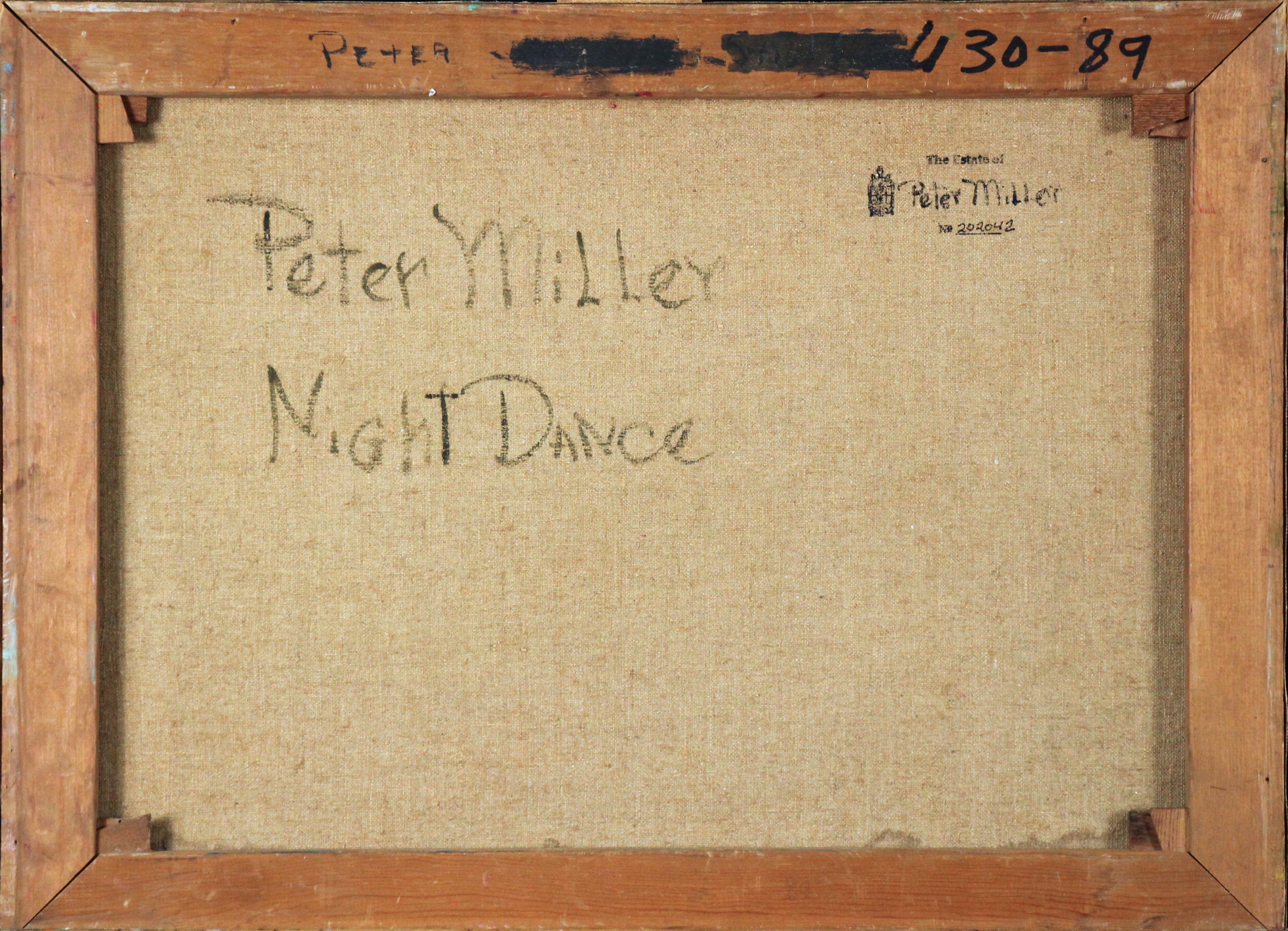 Night Dance, Modernist Native American Ceremonial Scene and Cultural Commentary - Painting by Peter Miller