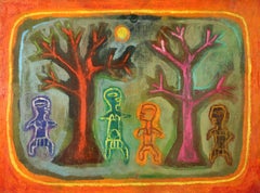 Night Dance, Modernist Native American Ceremonial Scene and Cultural Commentary