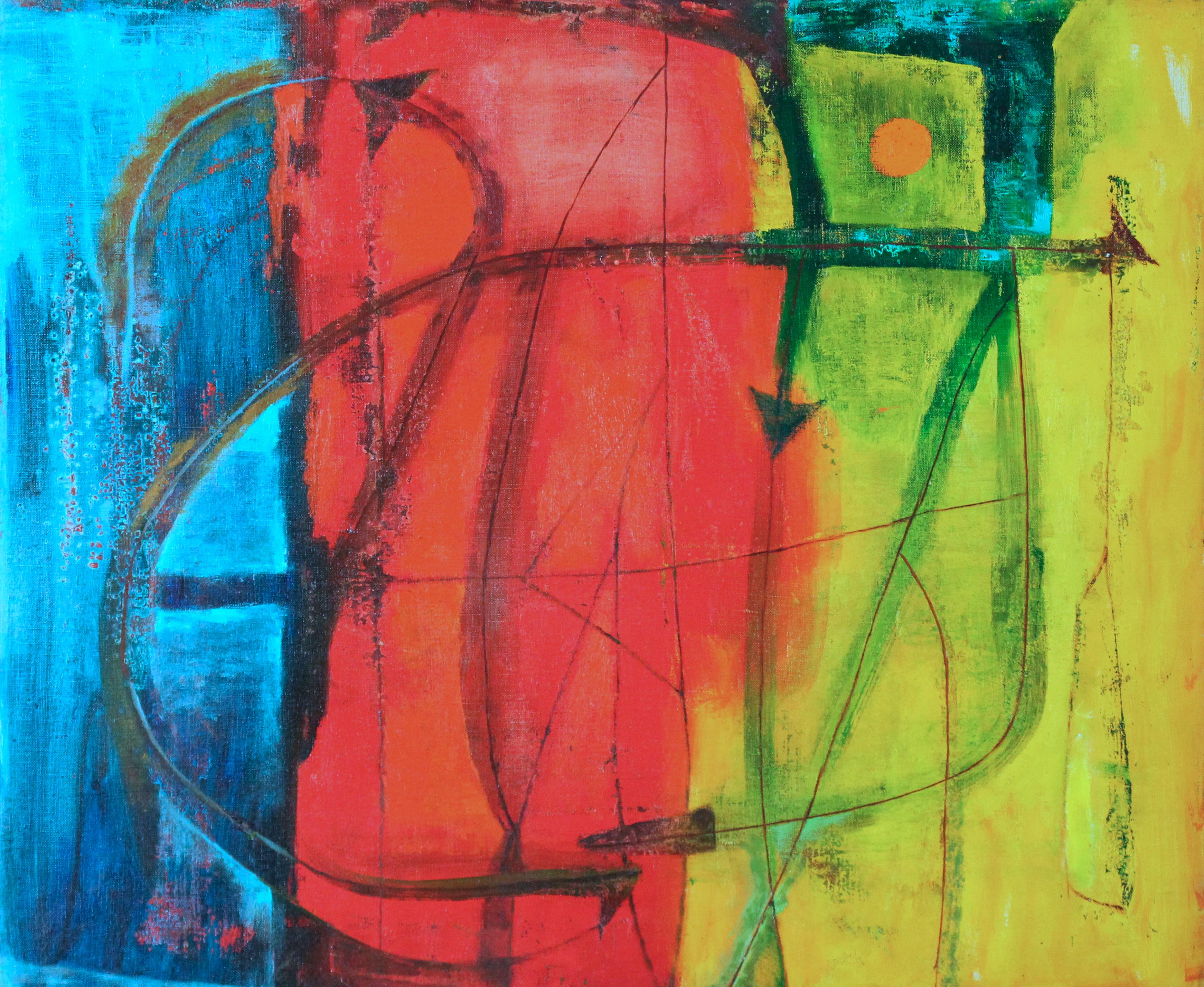 Peter Miller Abstract Painting - The Journey, Spiritual and Cultural Commentary by Female Modernist