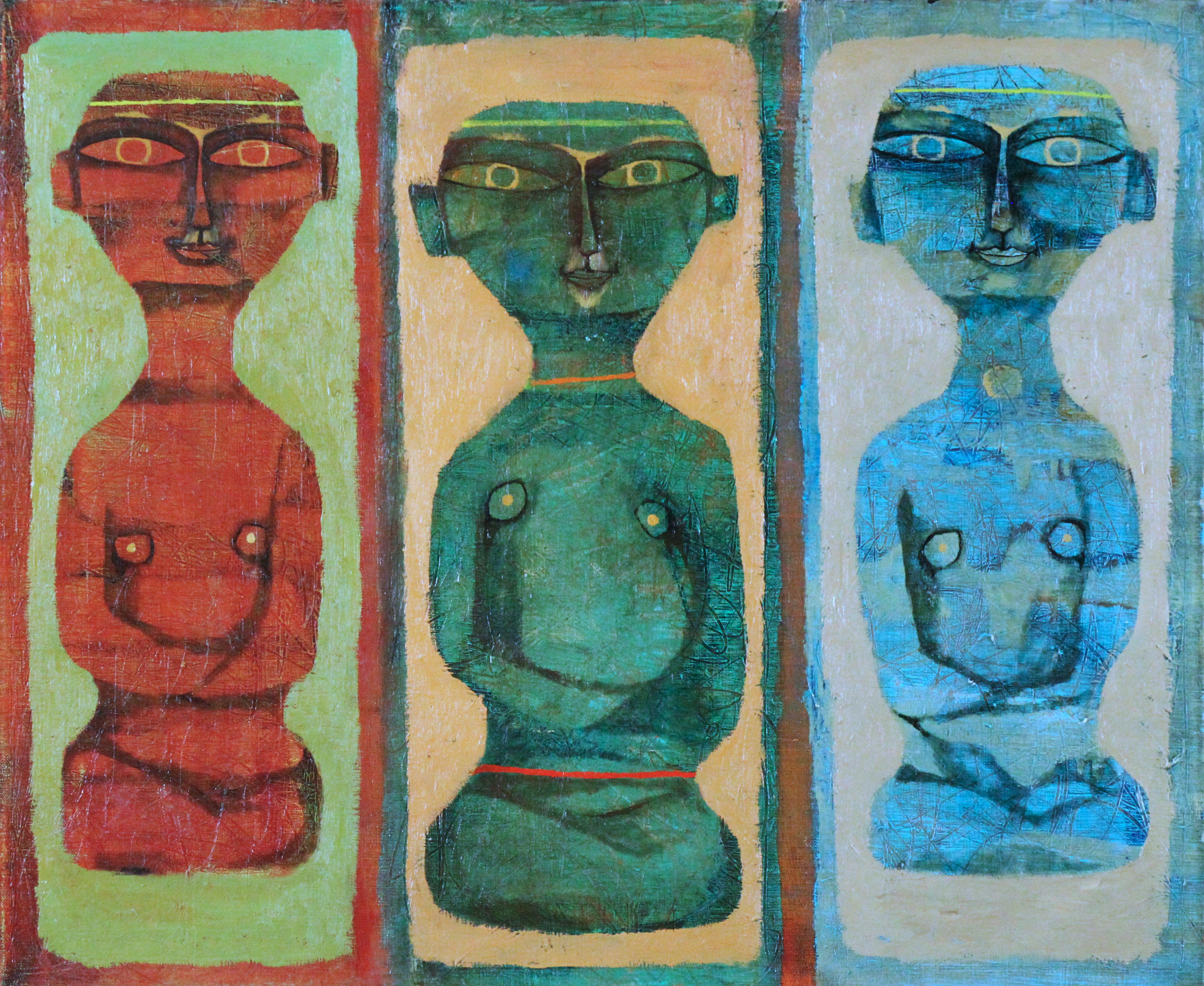 Roland Wise Vintage American Modernist Abstract Figure Original