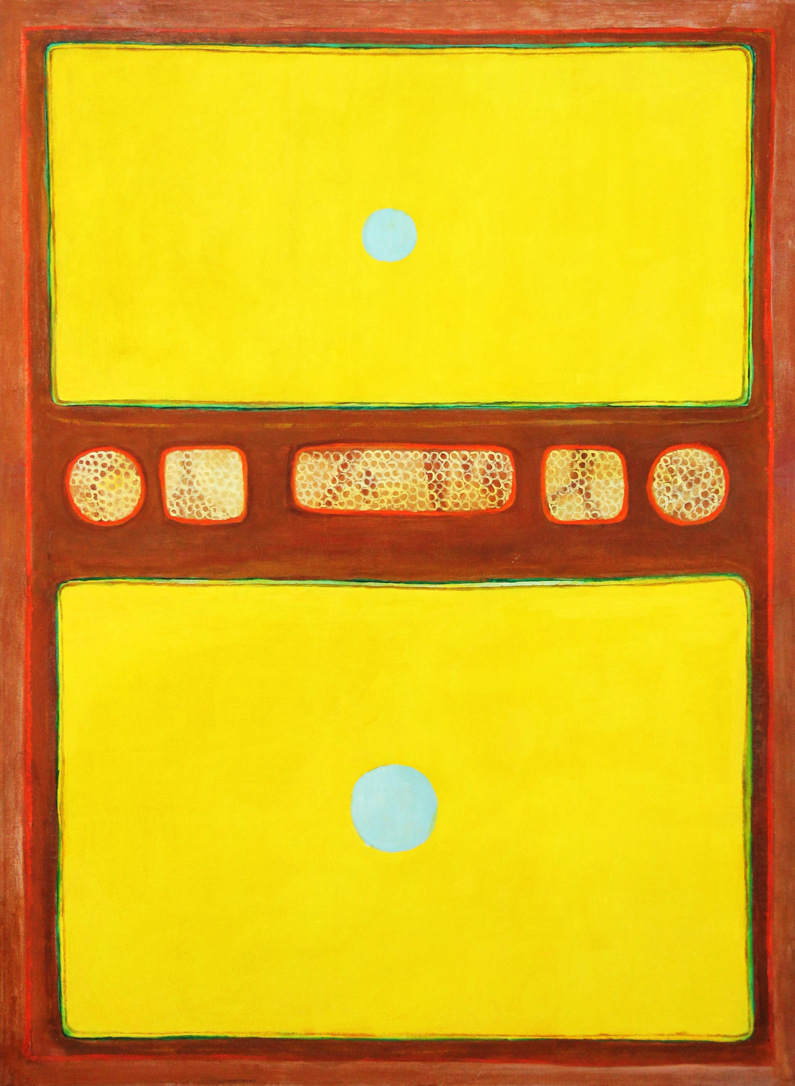 Untitled Abstract in Yellow and Blue by Female, American Modernist