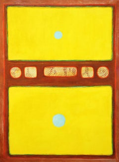 Untitled Abstract in Yellow and Blue by Female, American Modernist