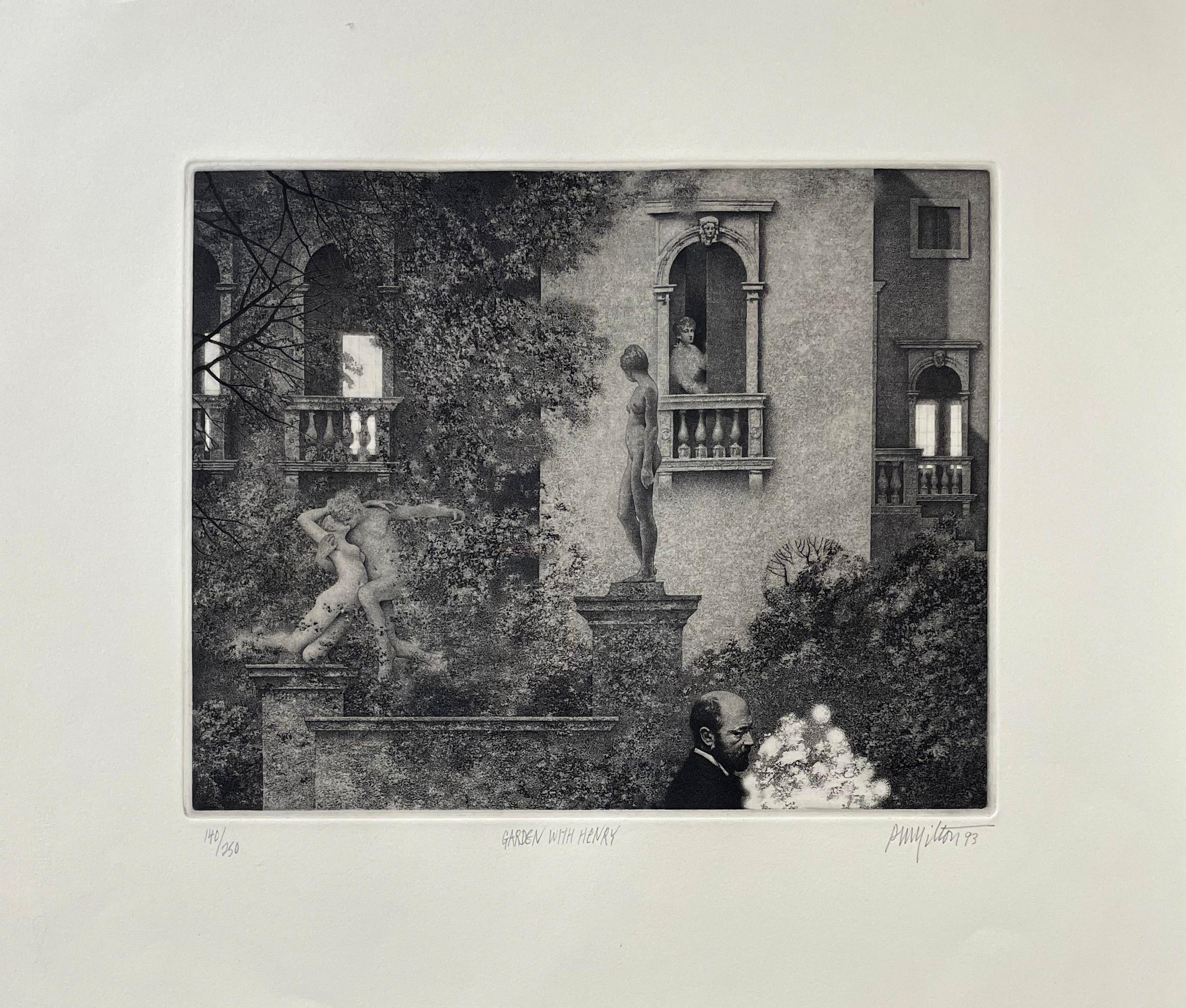 Garden With Henry - Print by Peter Milton