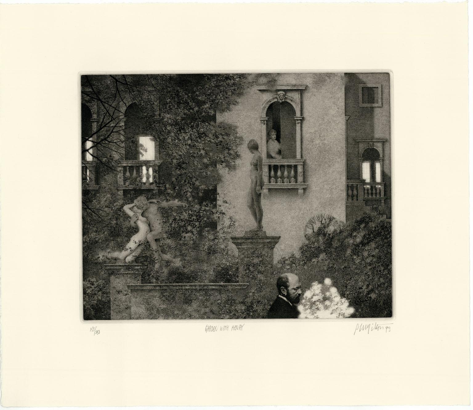 Garden with Henry - Print by Peter Milton