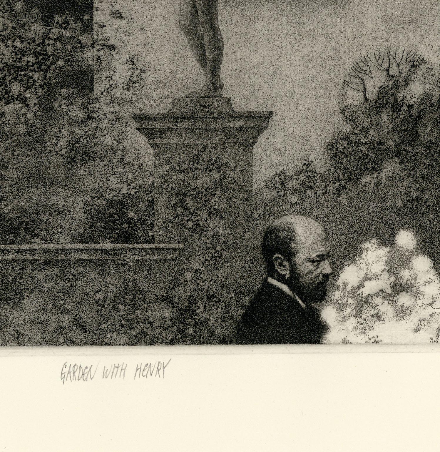 Garten mit Henry (Schwarz), Figurative Print, von Peter Milton