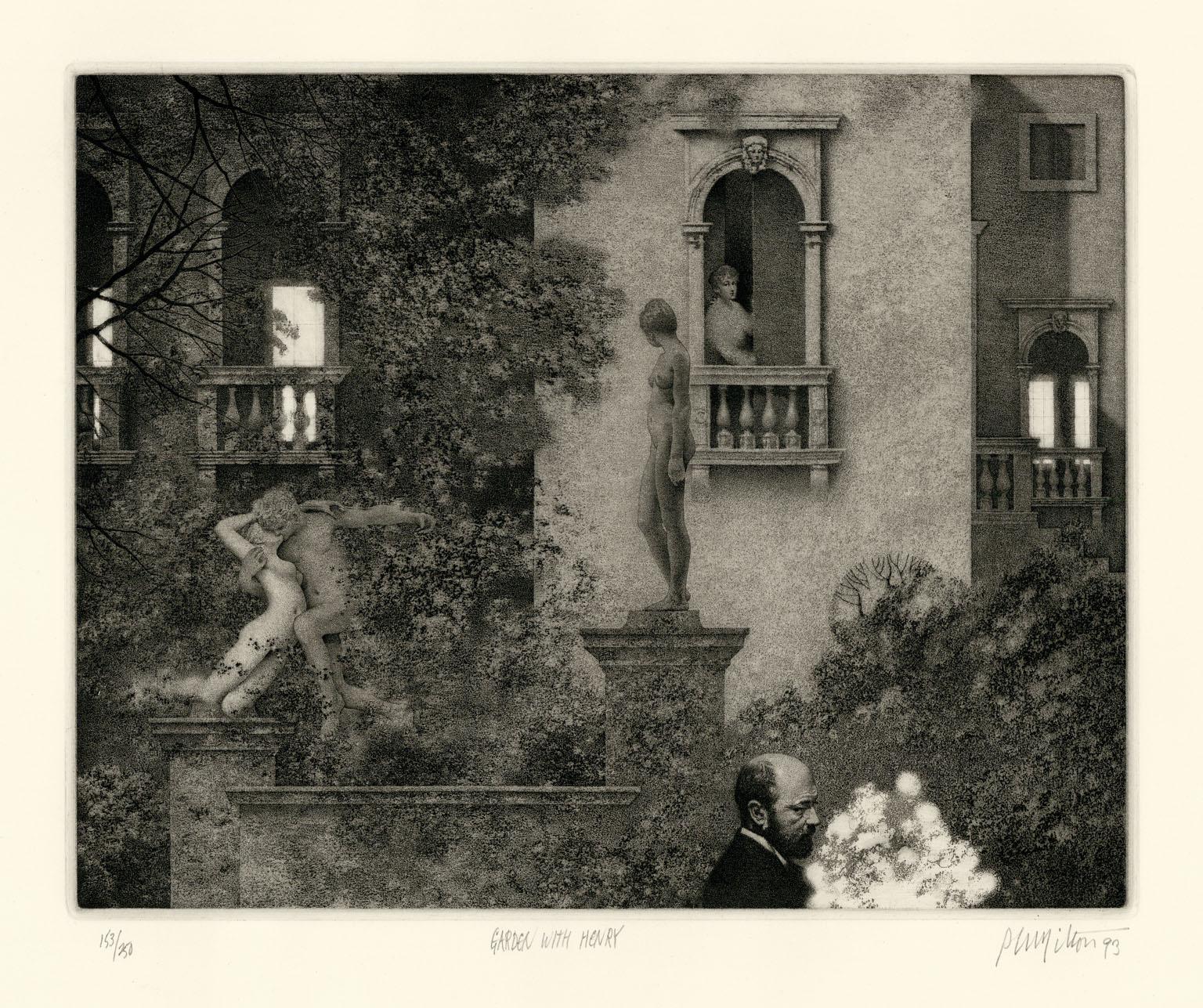 Peter Milton Figurative Print – Garten mit Henry