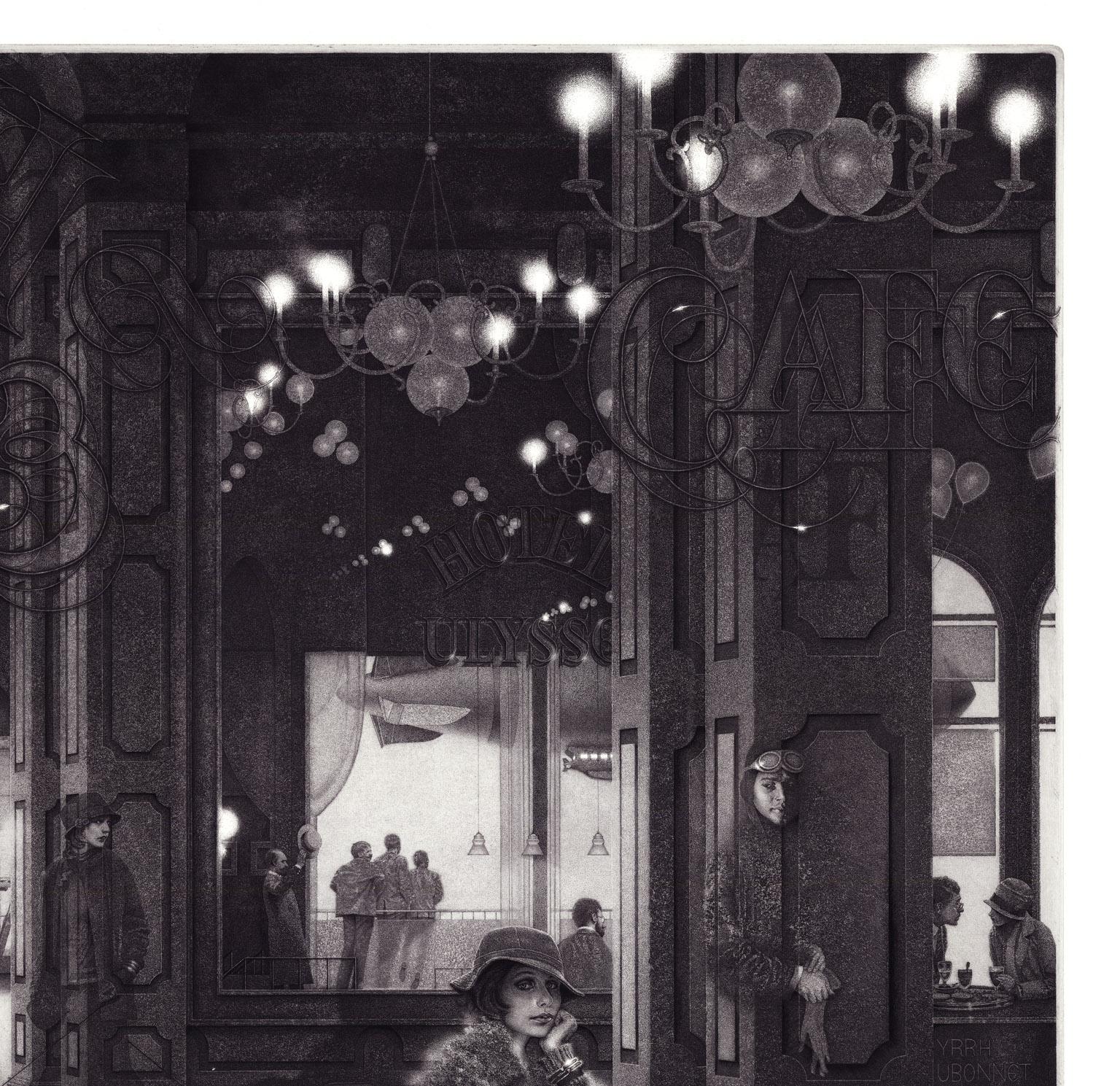 Interiors IV : Hotel Paradise Cafe - Black Print by Peter Milton