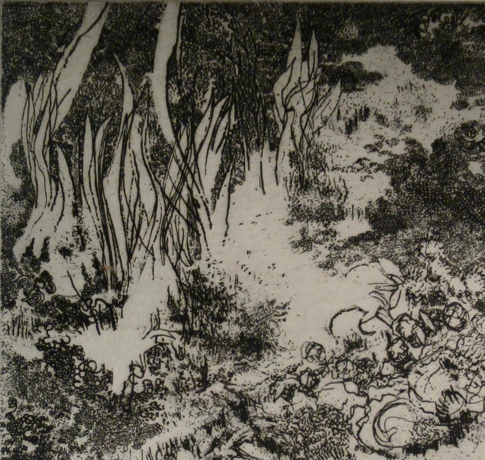 Vegetation III - Gray Landscape Print by Peter Milton