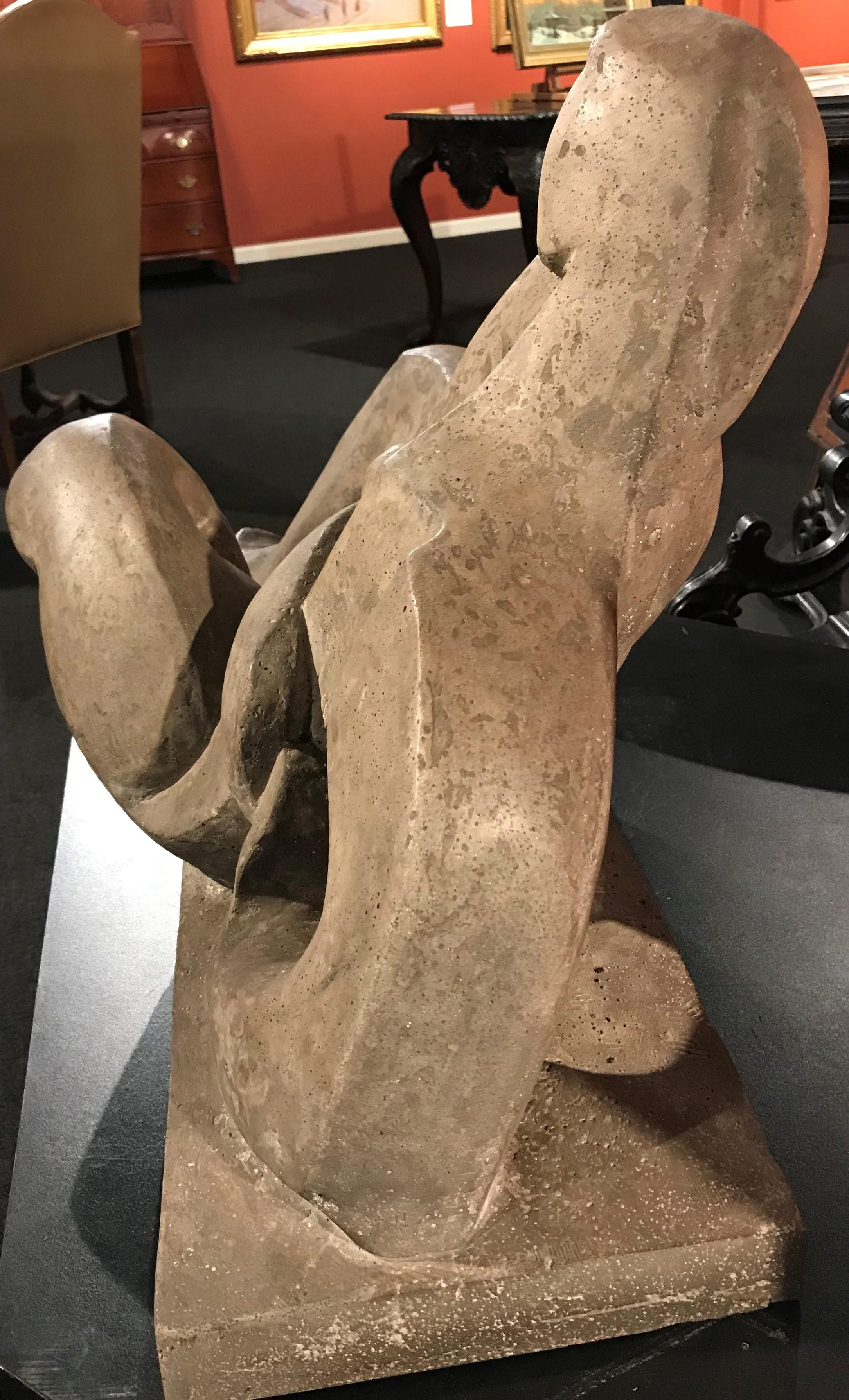 Reclining Woman - Cubist Sculpture by Peter Milton