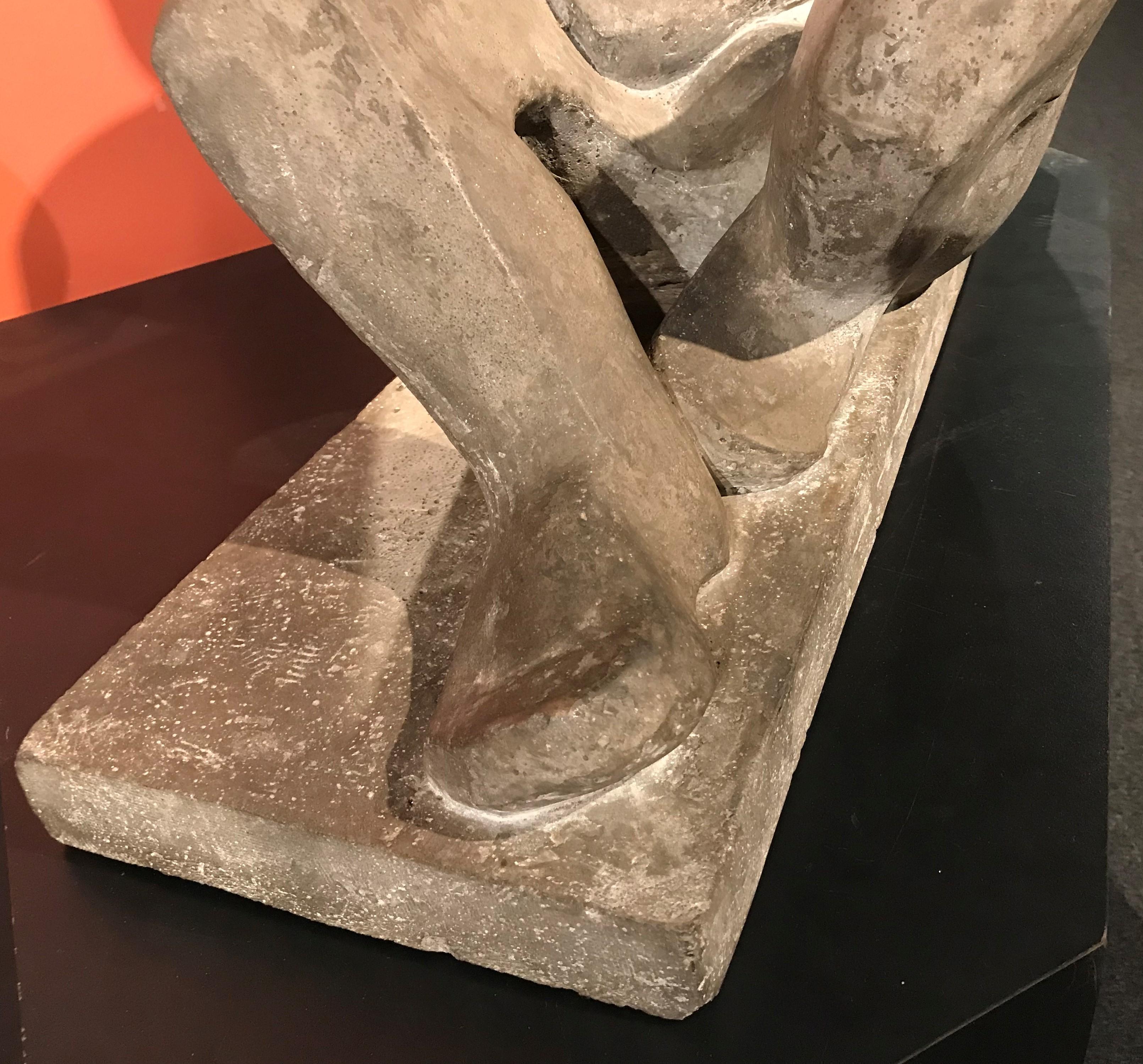 A fine cubist unsigned sculpture titled “Reclining Woman” by American artist Peter Winslow Milton (b. 1930). Milton was born in Lower Marion, Pennsylvania and is best known as one of America’s top tier printmakers. The artist commented on the