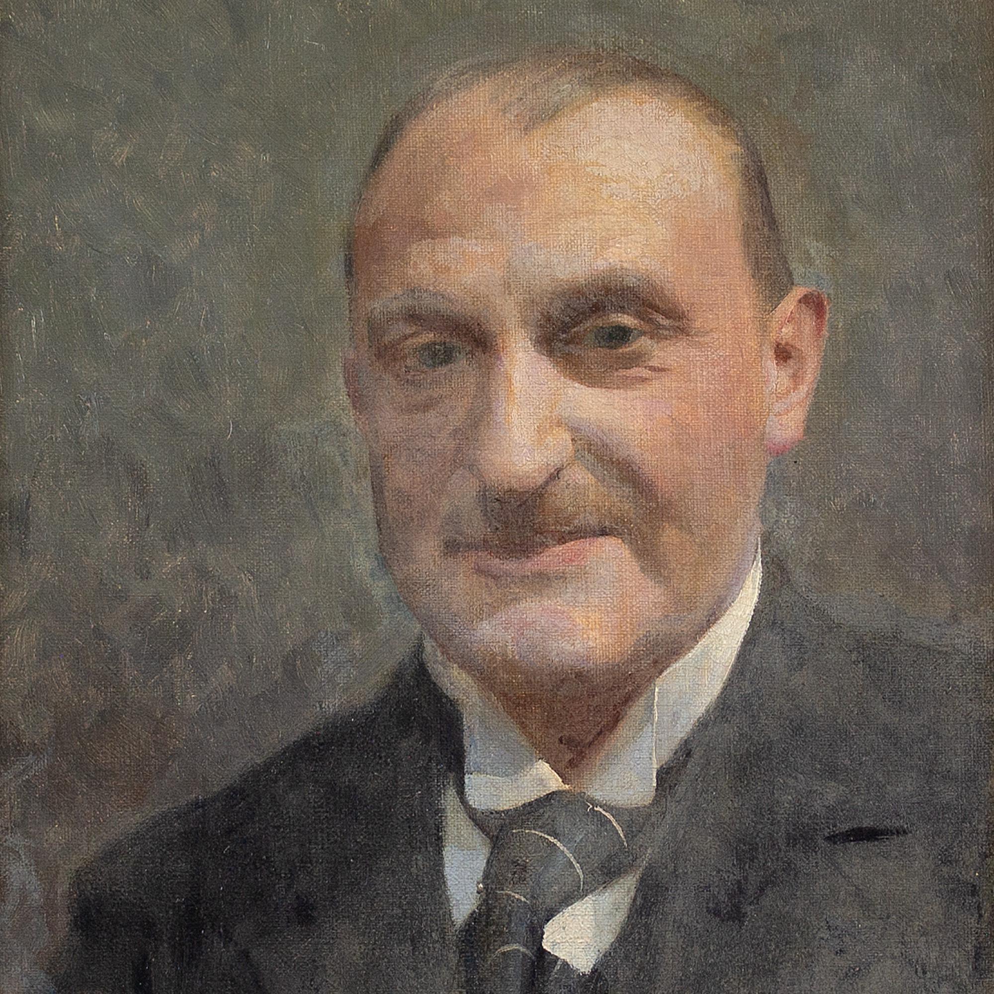 This early 20th-century portrait by eminent Danish artist Peter (Peder Mork) Mønsted (1859-1941) depicts local dignitary Aage Jørgensen (1879-1960). It’s an informal portrayal that suggests an established friendship.

Jørgensen was a