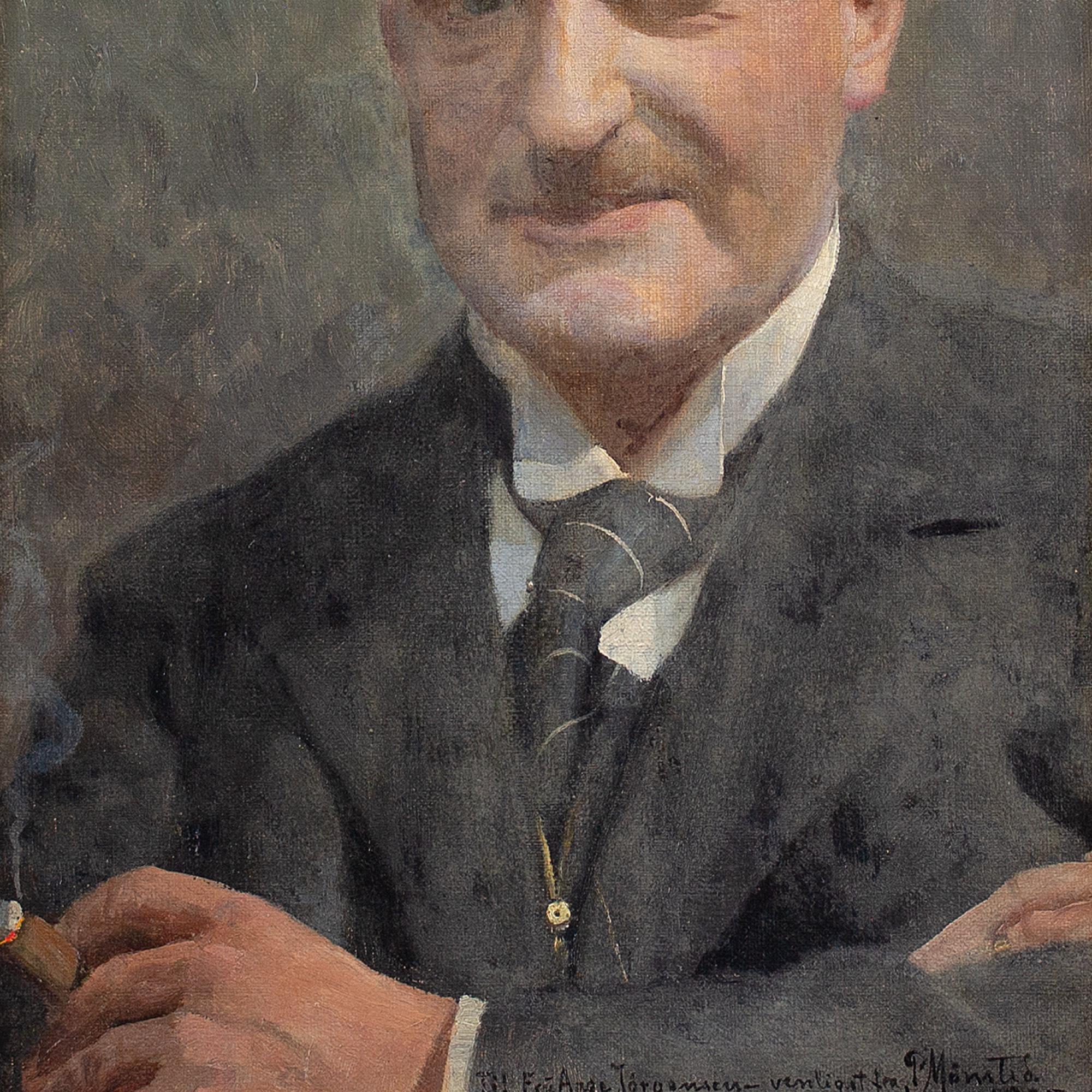 Peter Mønsted, Portrait Of Aage Jørgensen, Oil Painting For Sale 2