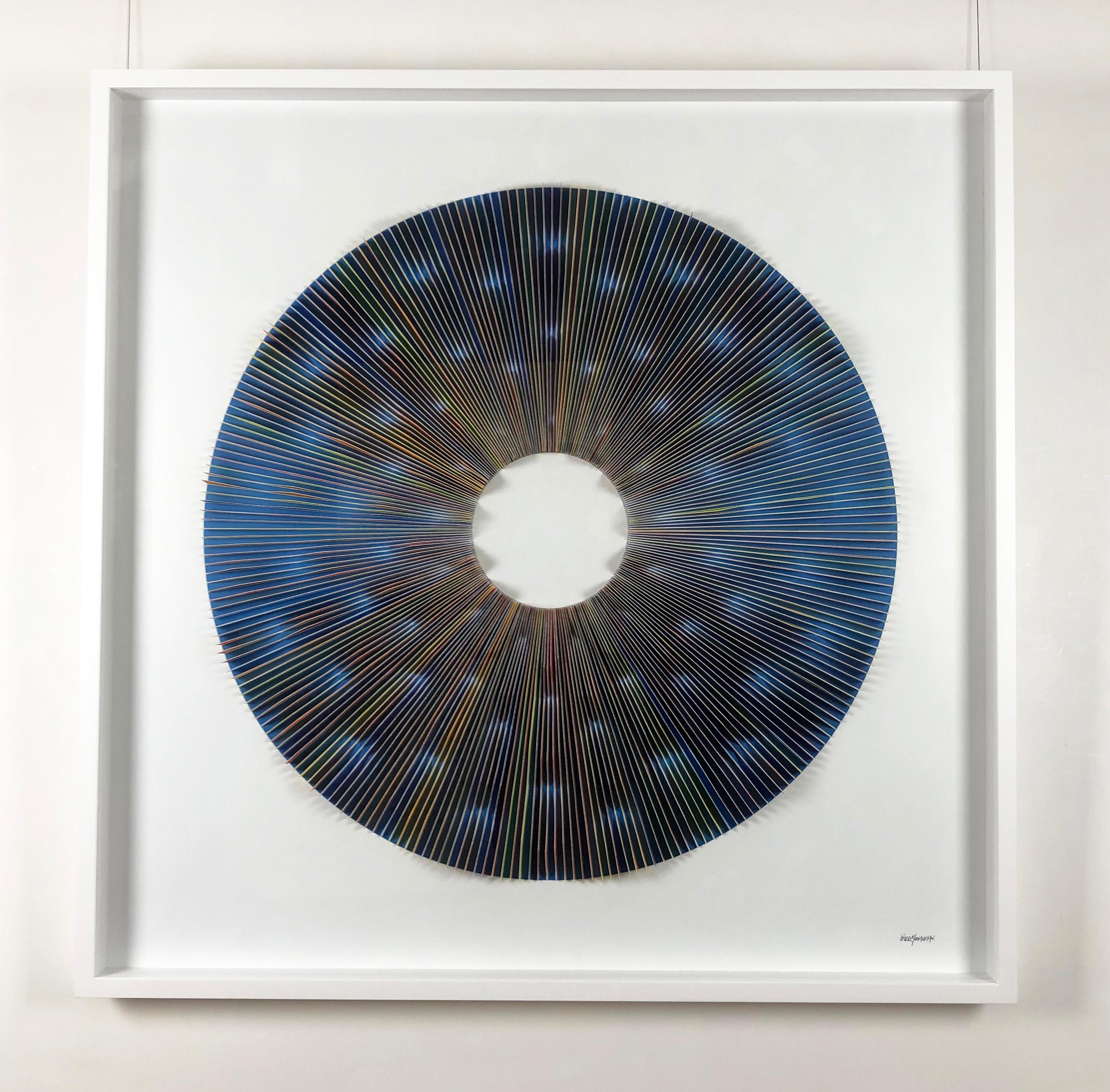 Radiating Lines Blue - Contemporary Mixed Media Art by Peter Monaghan