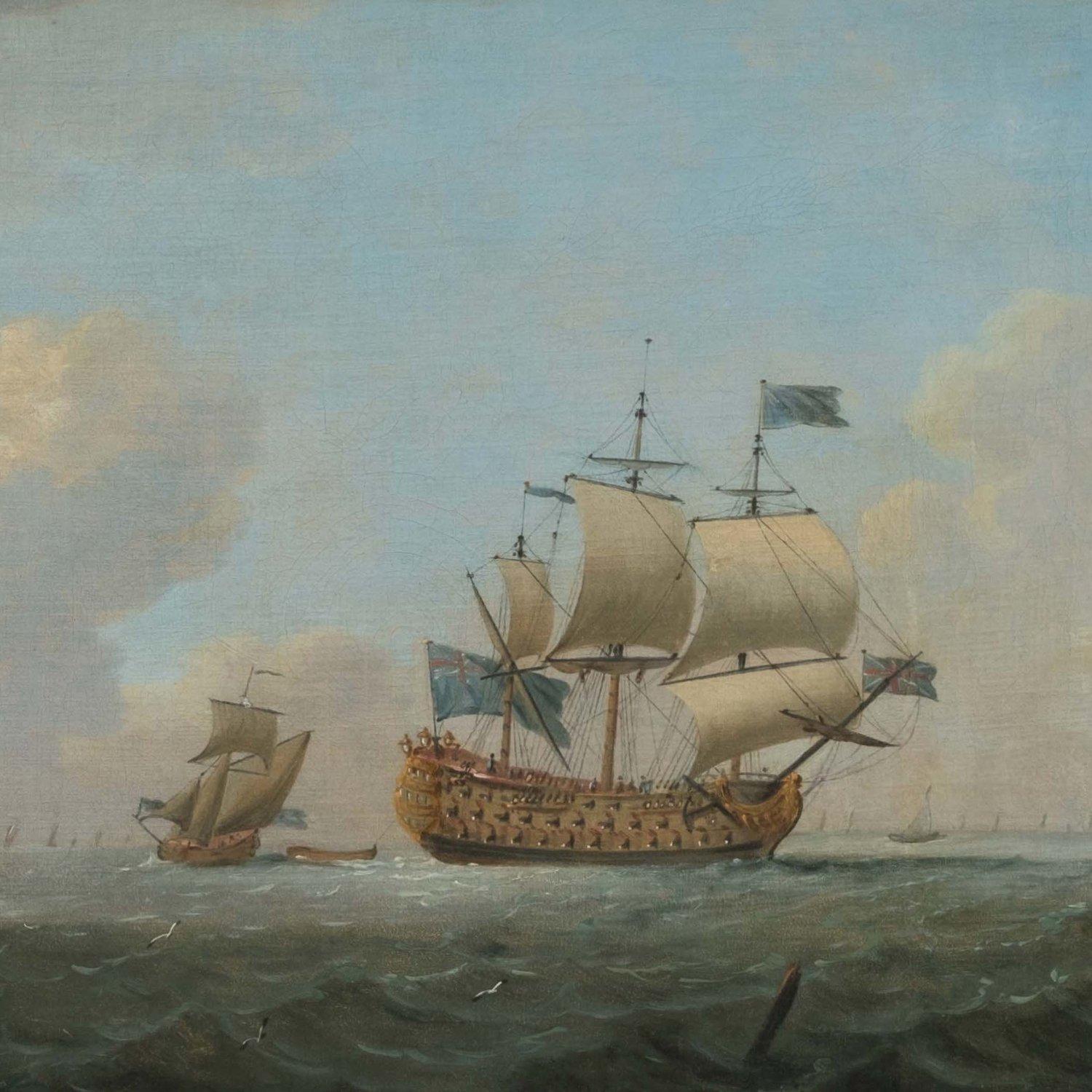 Peter MONAMY (1670-1749)

Shipping off St. Helier, Jersey

oil on canvas

26 x 42 inches, inc. frame carved and gilded

Provenance: Christie's King Street, 1988, as 