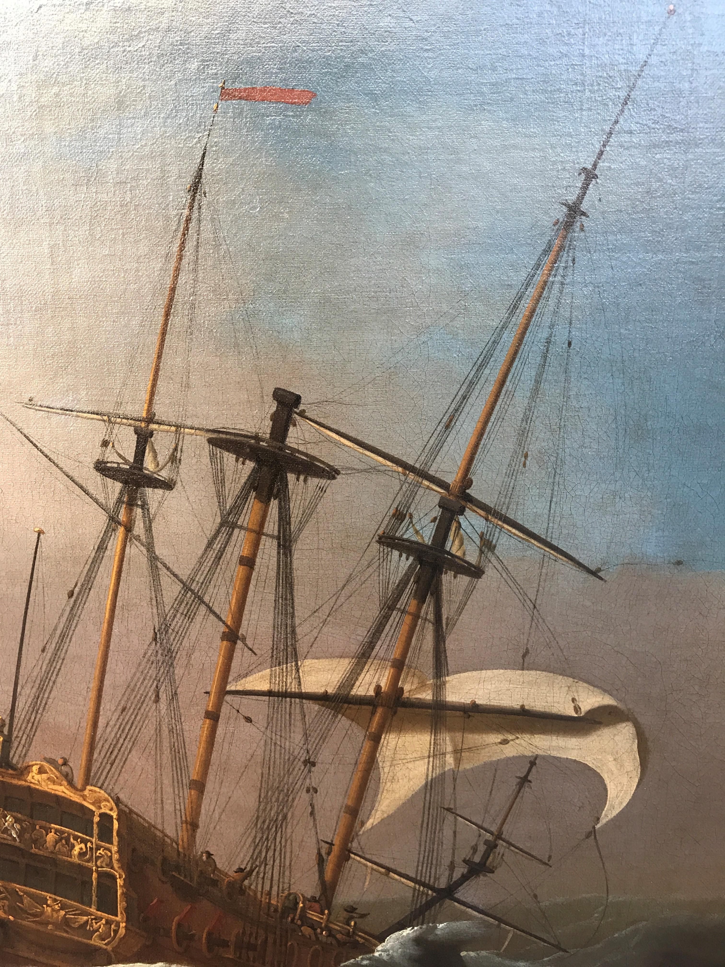 18th Century Oil Painting Marine Seascape by Peter Monamy 1