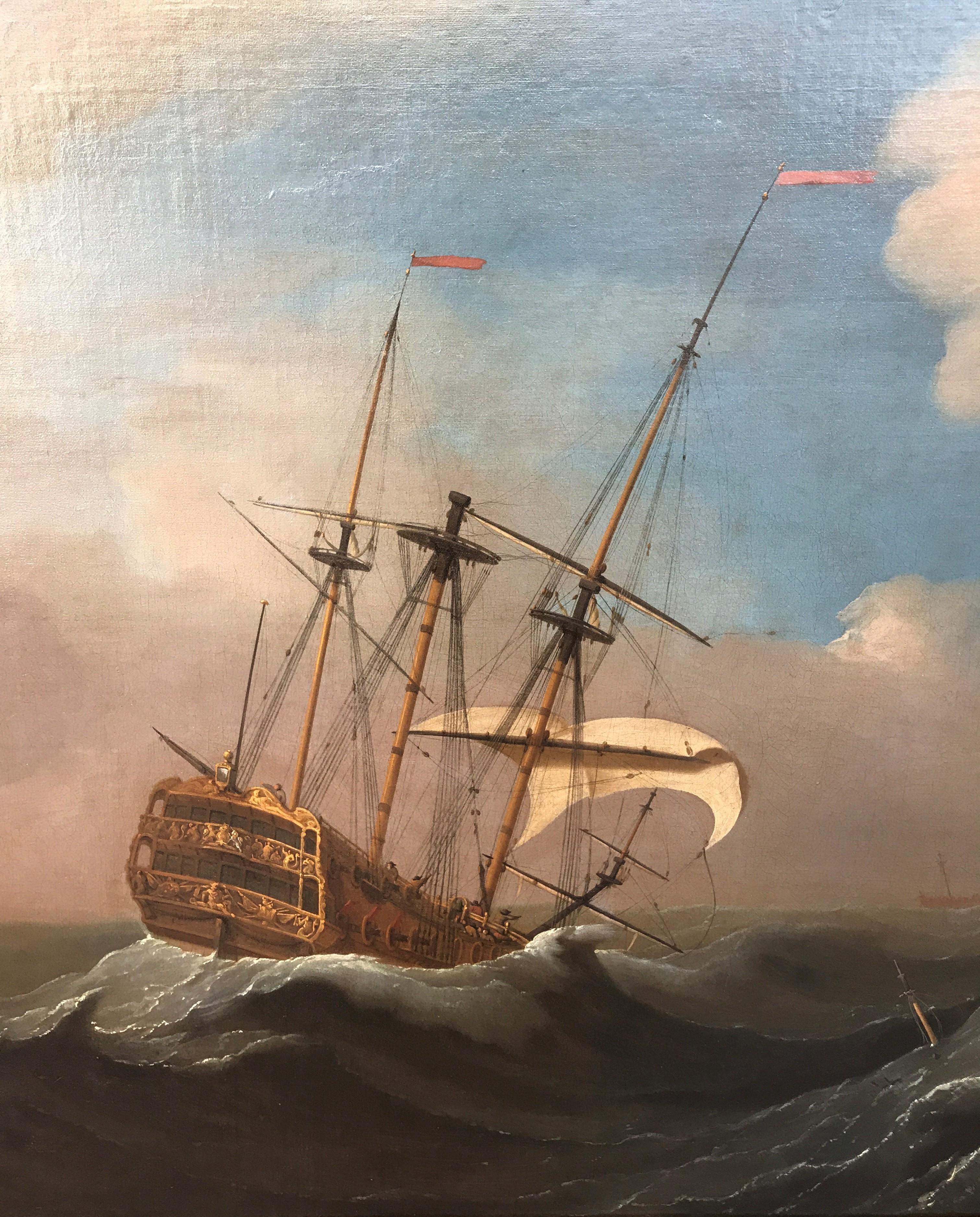 18th Century Oil Painting Marine Seascape by Peter Monamy 1