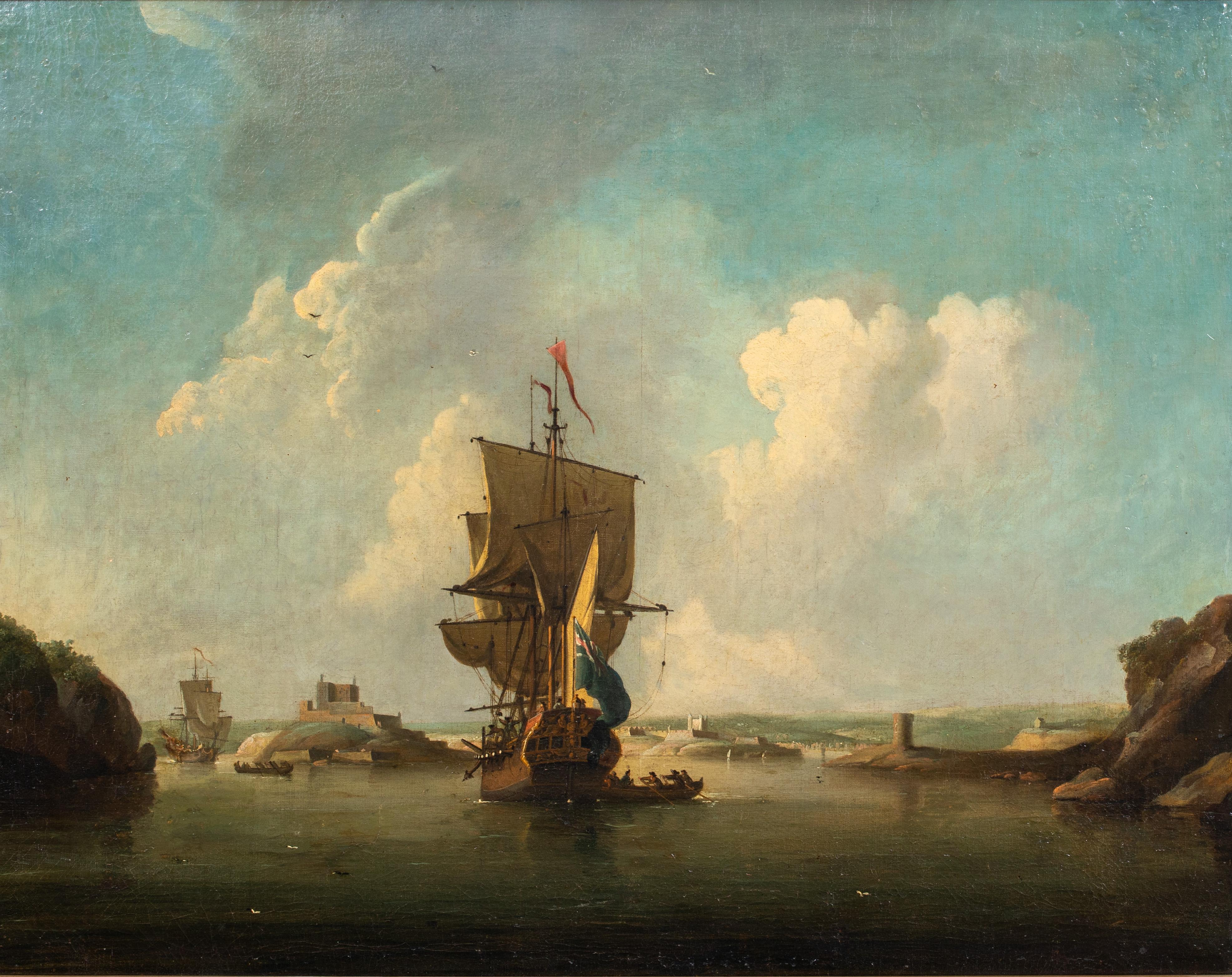 Uomo da guerra della marina reale britannica che entra in un estuario, 18° secolo  

cerchio di PETER MONAMY (1681-1749)

Grande uomo da guerra della Royal Navy britannica del XVIII secolo che entra in un estuario, olio su tela. Scena navale precoce