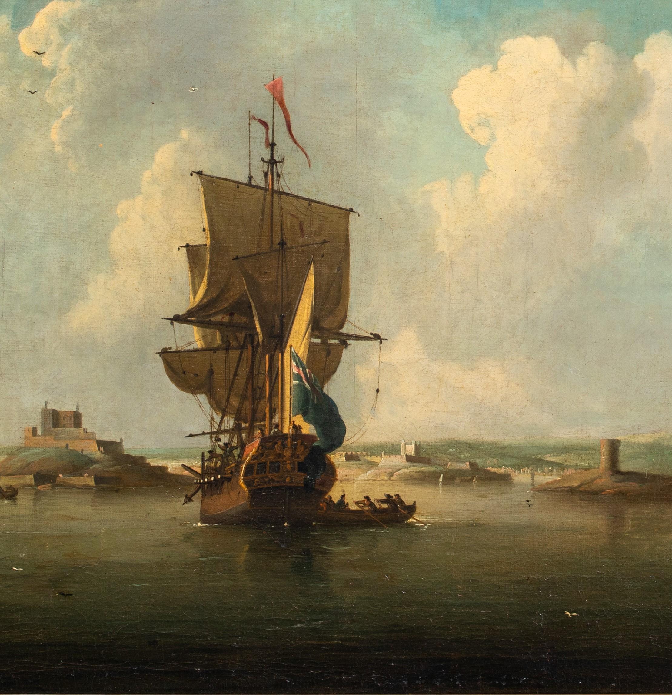 Uomo da guerra della marina reale britannica che entra in un estuario, 18° secolo 3