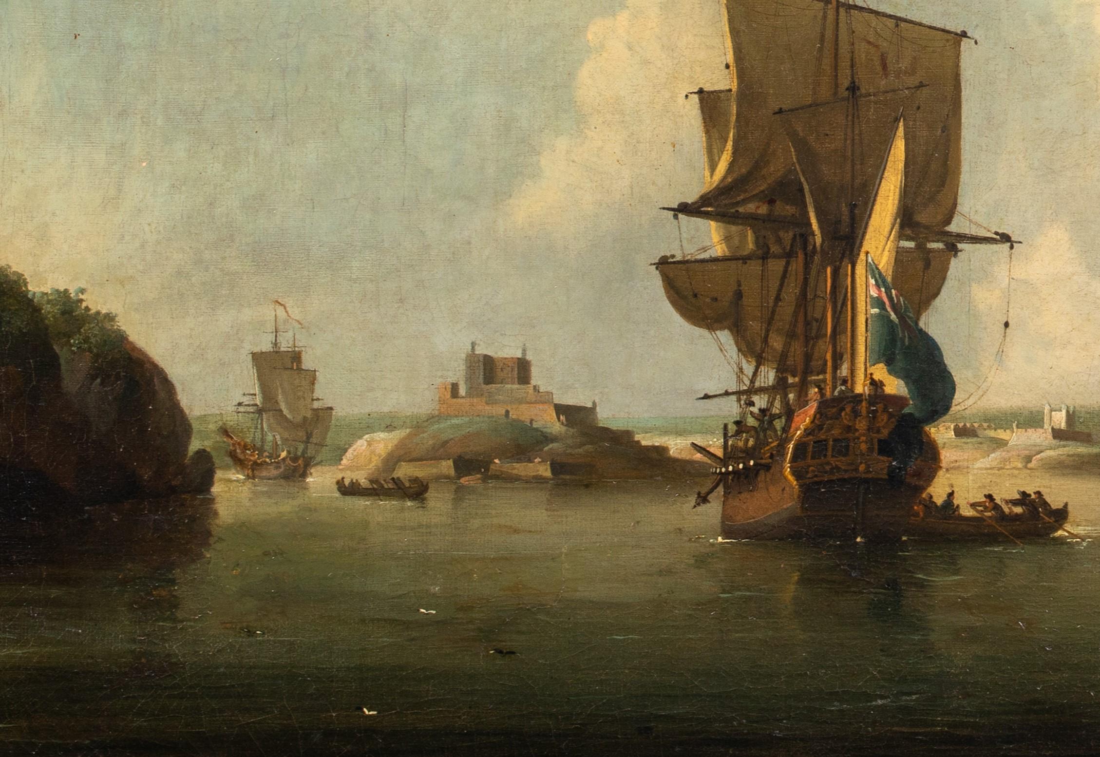 Uomo da guerra della marina reale britannica che entra in un estuario, 18° secolo 4
