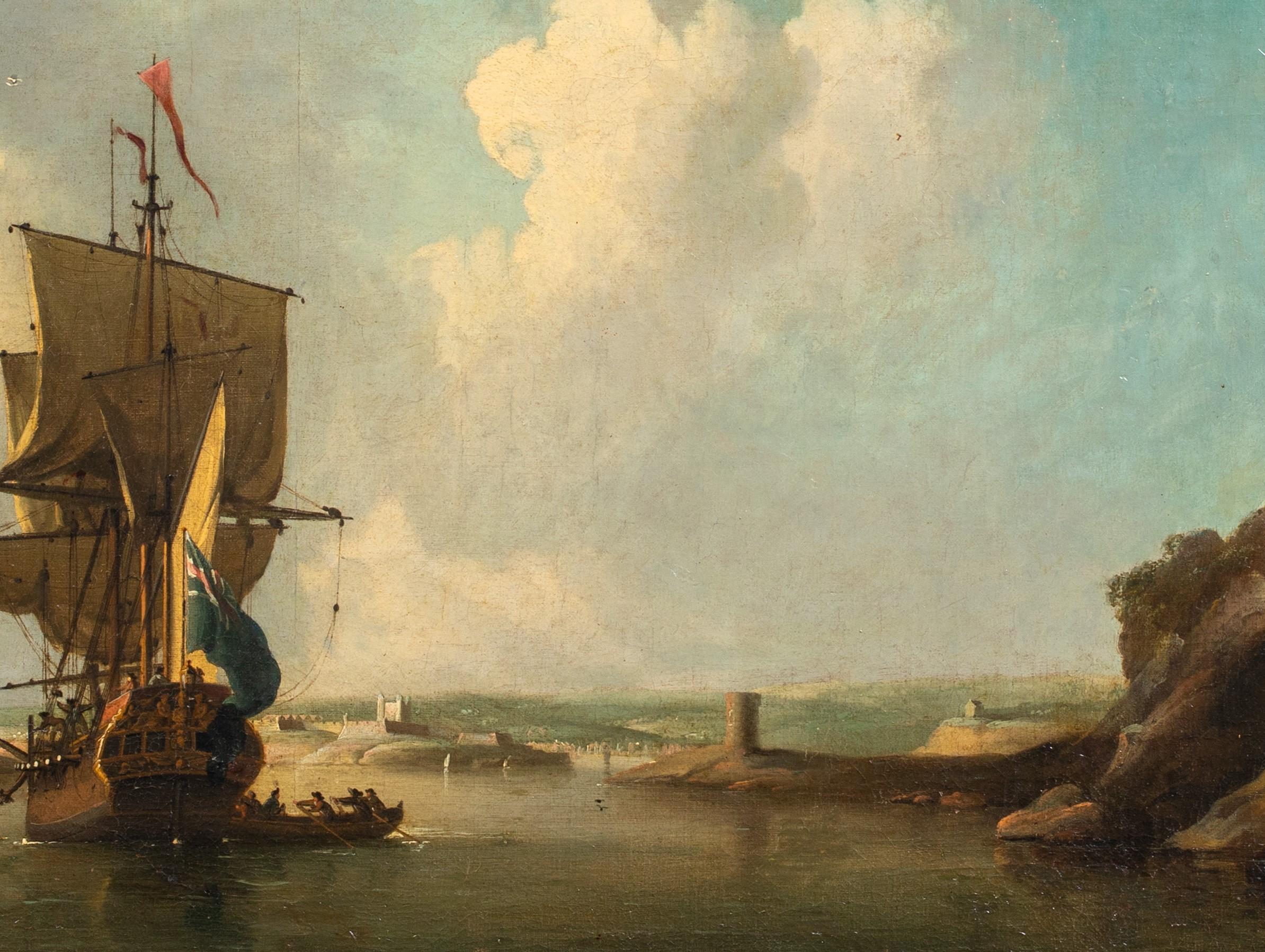 Uomo da guerra della marina reale britannica che entra in un estuario, 18° secolo 5