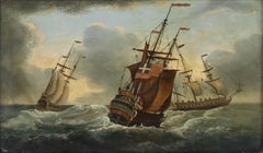 Circle of Peter Monamy (1681-1749) - Framed Oil, A Naval Engagement