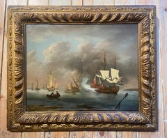 Firing the Salute: Early 18th Century Naturalistic Oil on Canvas