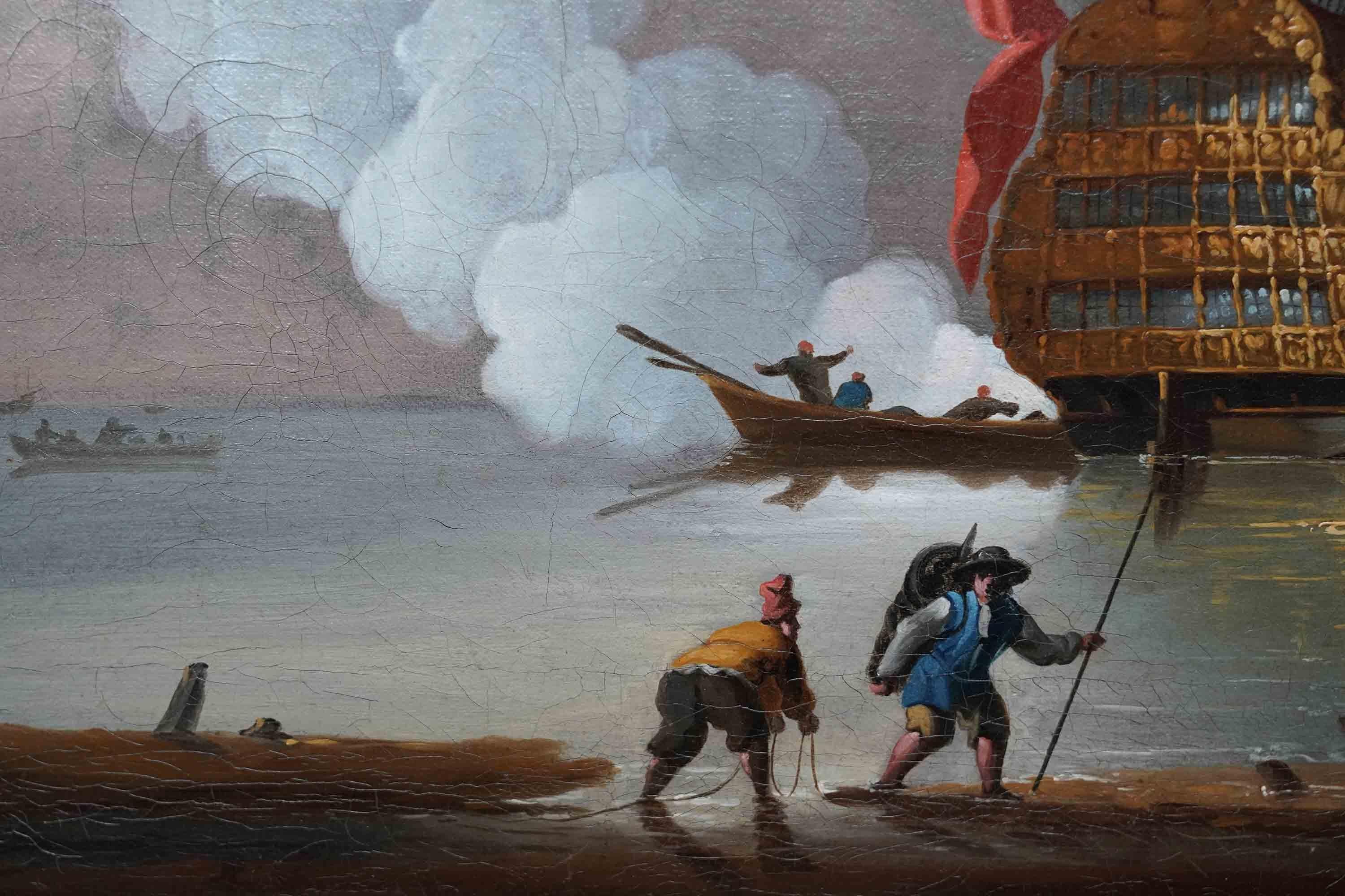 Morning Gun - British Old Master naval marine seascape ships art oil painting  For Sale 3