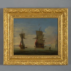 Peter Monamy (1681-1749) An English Two-decker and Yacht at Anchor