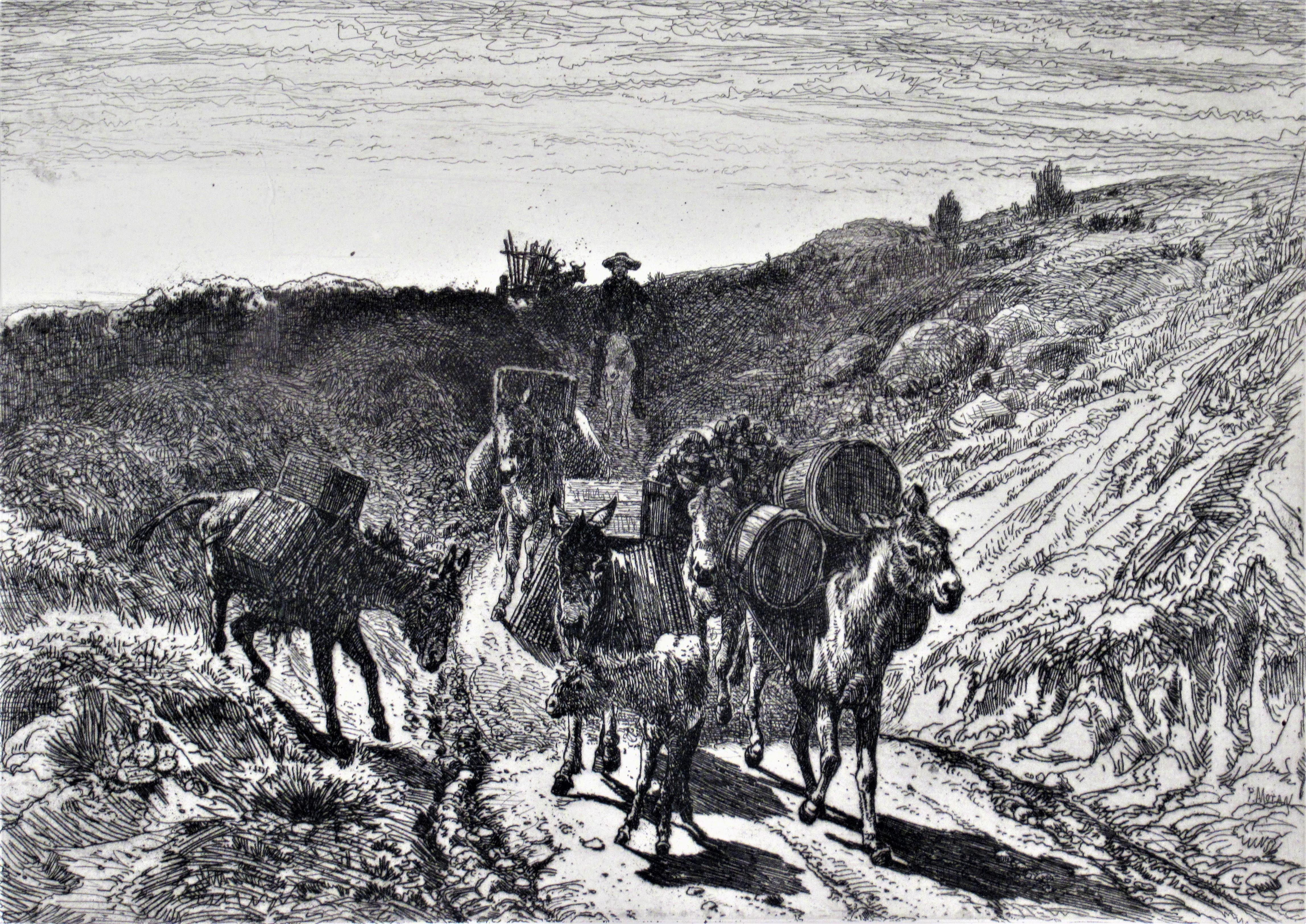 A Burro Train, New Mexico - Print by Peter Moran