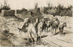 Peter Moran (1841-1914) – gerahmte Radierung, On the Road to Santa Fe