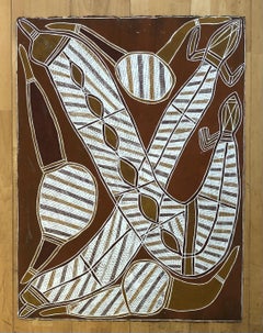 Work N °0840 Abstract Painting on Arche Paper, Pigment, 1990s
