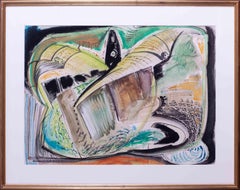 British 20th Century abstract landscape 'A Rossendale Experience', mixed media
